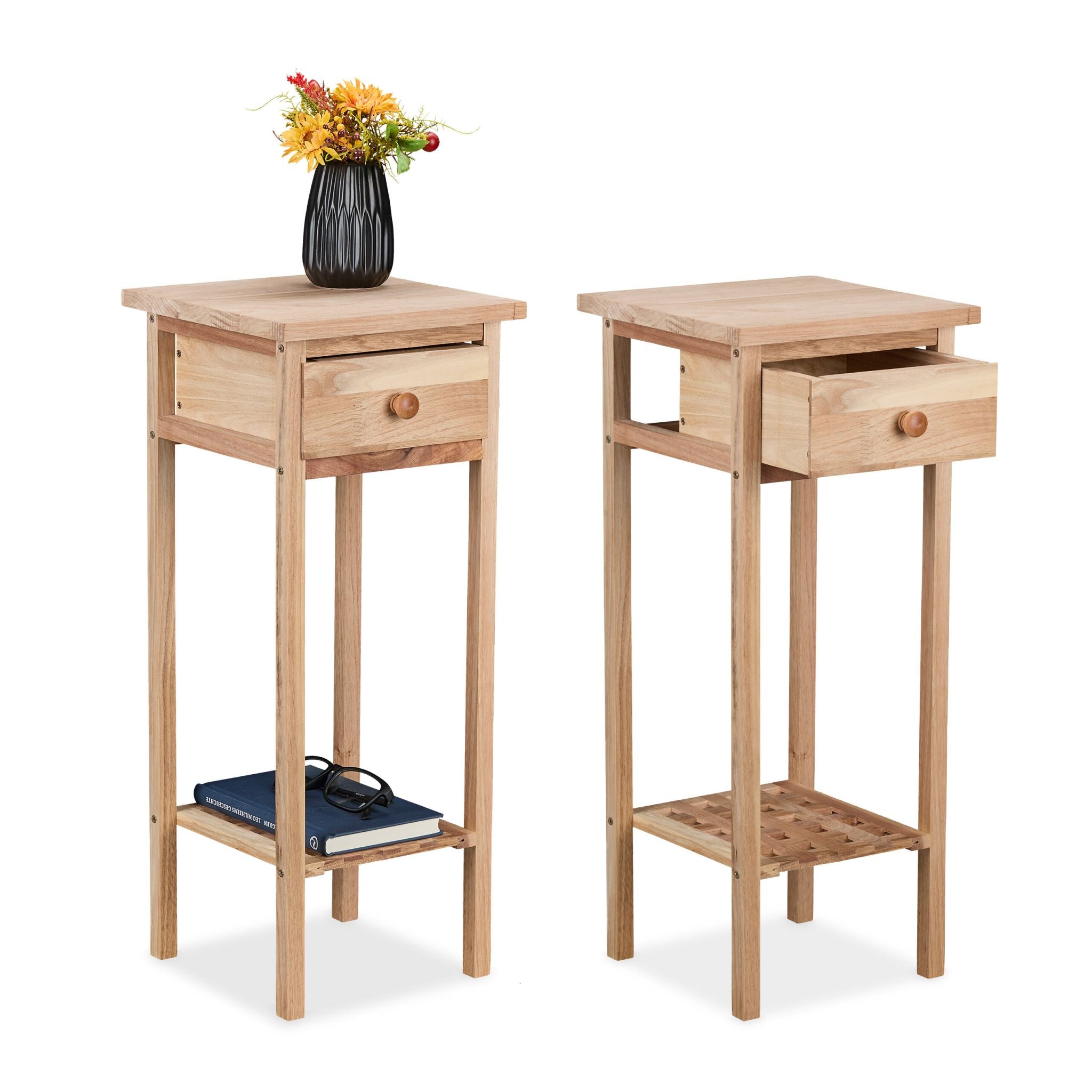 Telefontisch Holz 2er-Set Hellbraun von Relaxdays