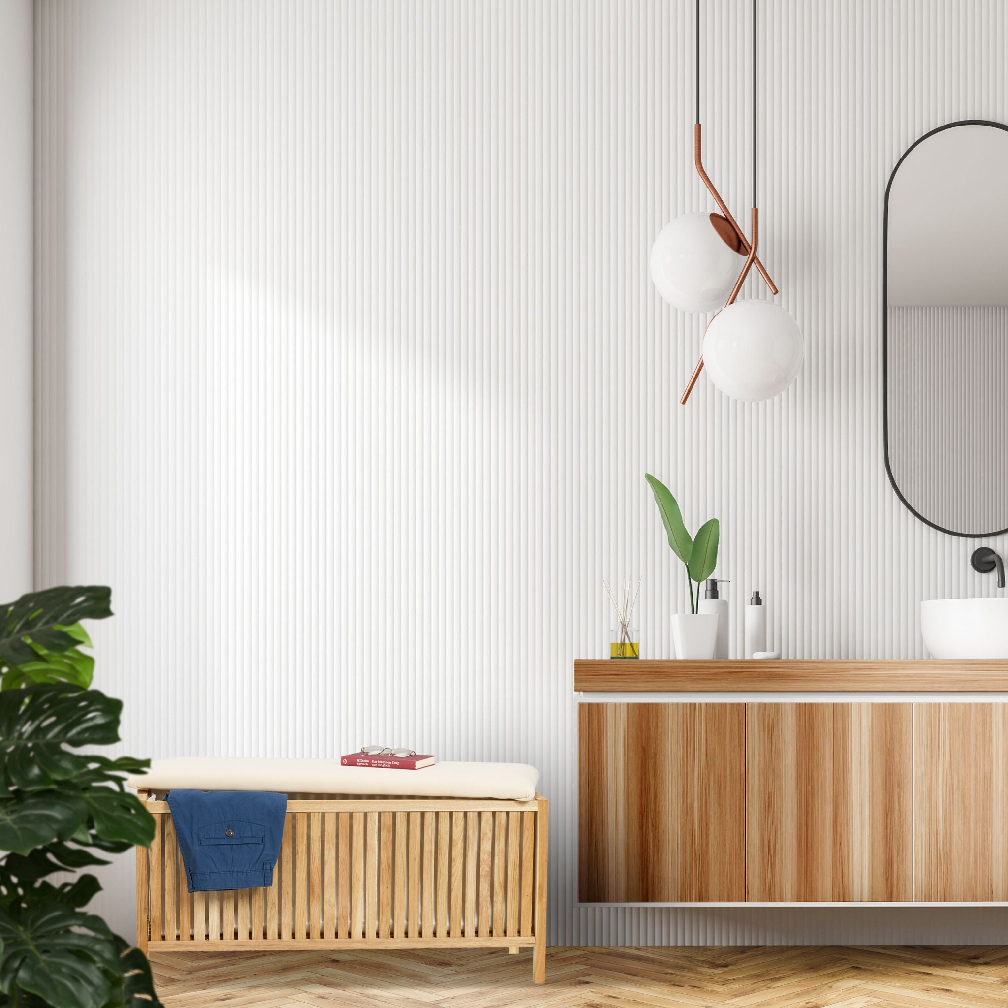 Wäschetruhe Walnussholz mit Sitz Creme-Hellbraun von Relaxdays