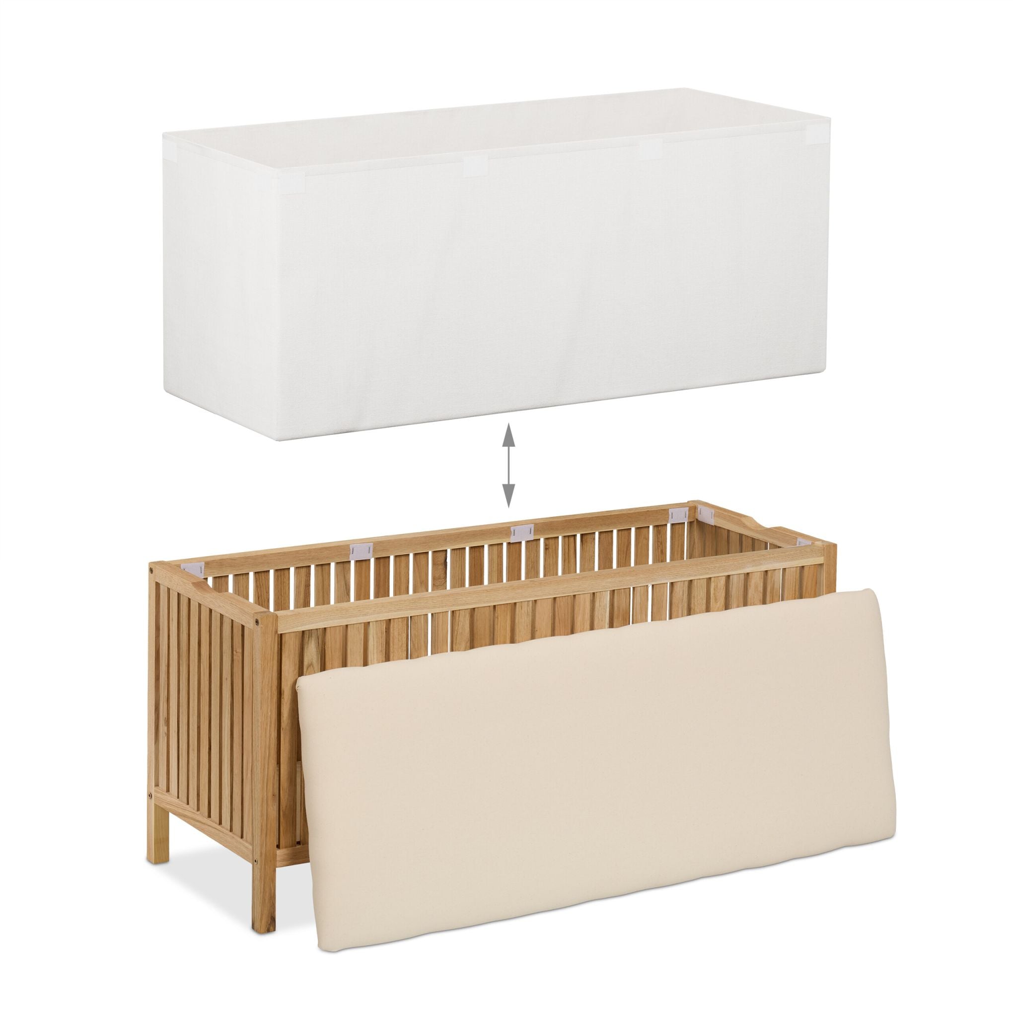 Wäschetruhe Walnussholz mit Sitz Creme-Hellbraun von Relaxdays