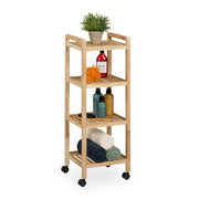 Badregal Holz mit Rollen Hellbraun-Schwarz von Relaxdays