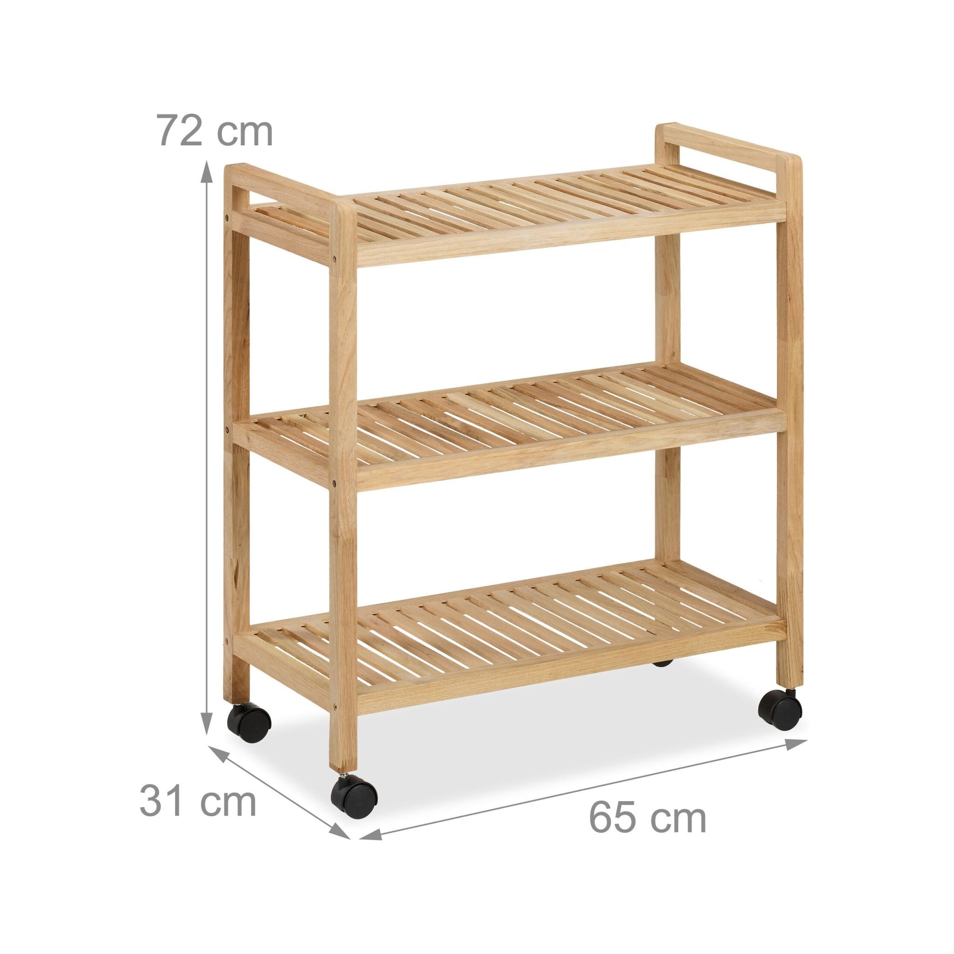 Badregal Holz mit Rollen Hellbraun-Schwarz von Relaxdays