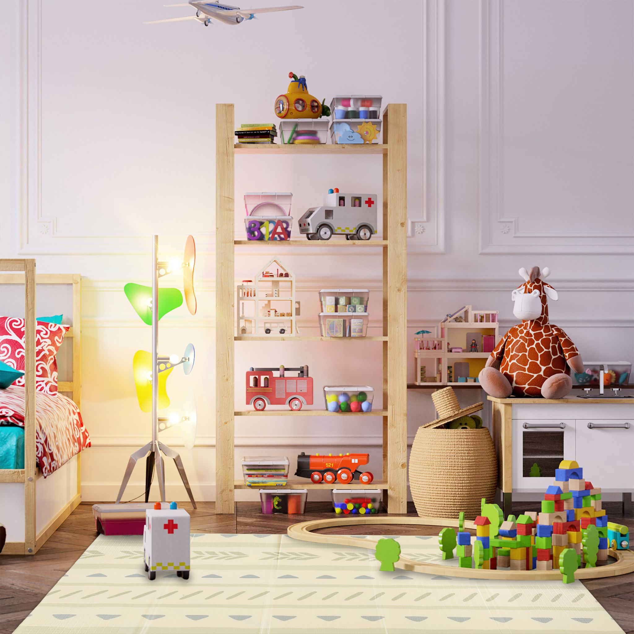Faltbare Spielmatte mit Motiv Creme-Gelb-Grau von Relaxdays
