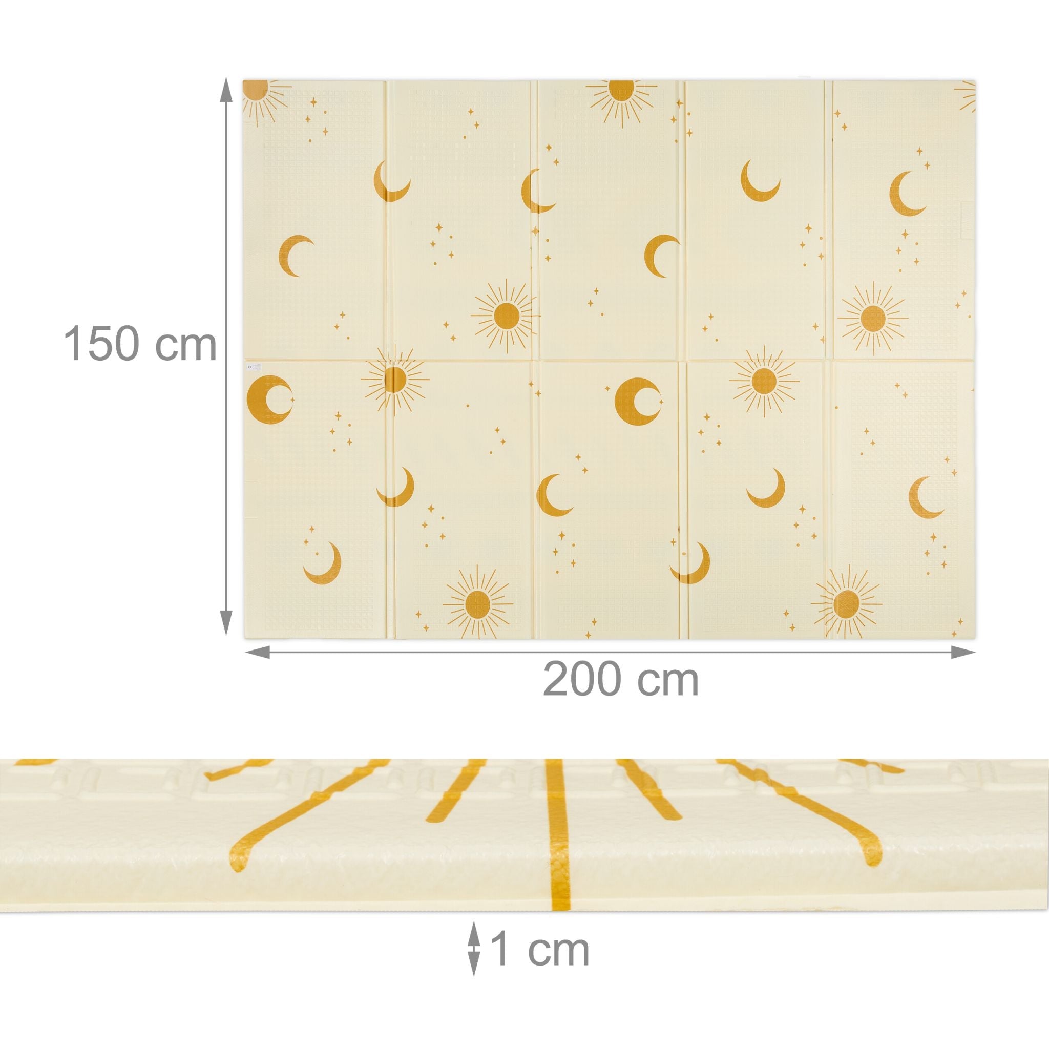 Faltbare Spielmatte mit Motiv Creme-Gelb-Grau von Relaxdays