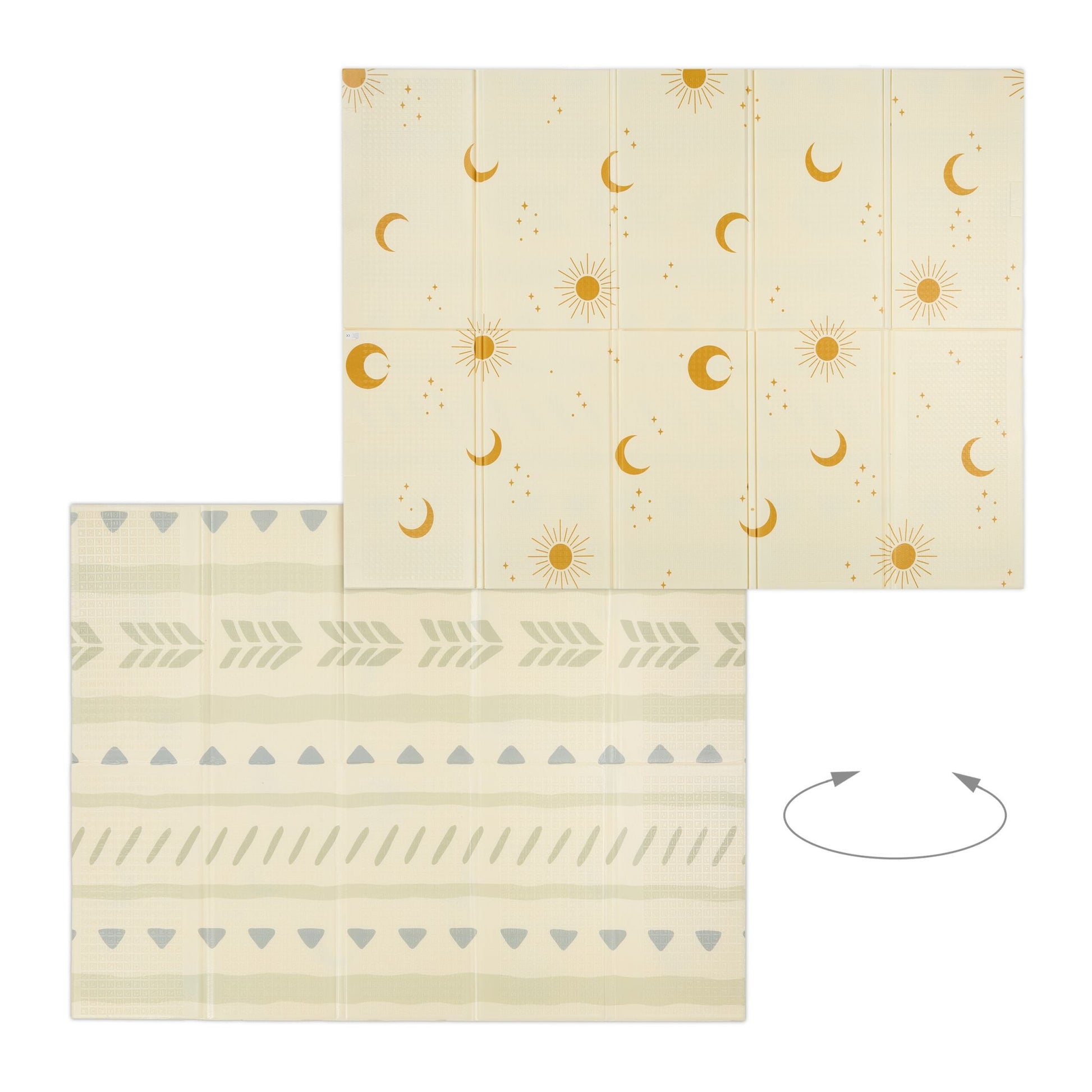 Faltbare Spielmatte mit Motiv Creme-Gelb-Grau von Relaxdays