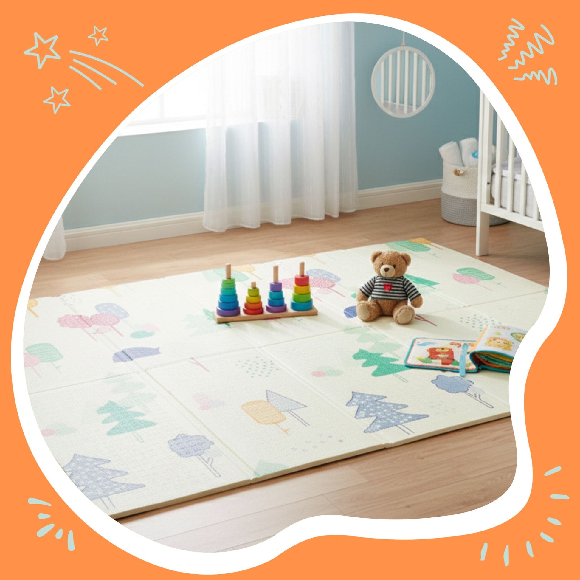Faltbare Spielmatte mit Motiv Blau-Creme-Grau von Relaxdays