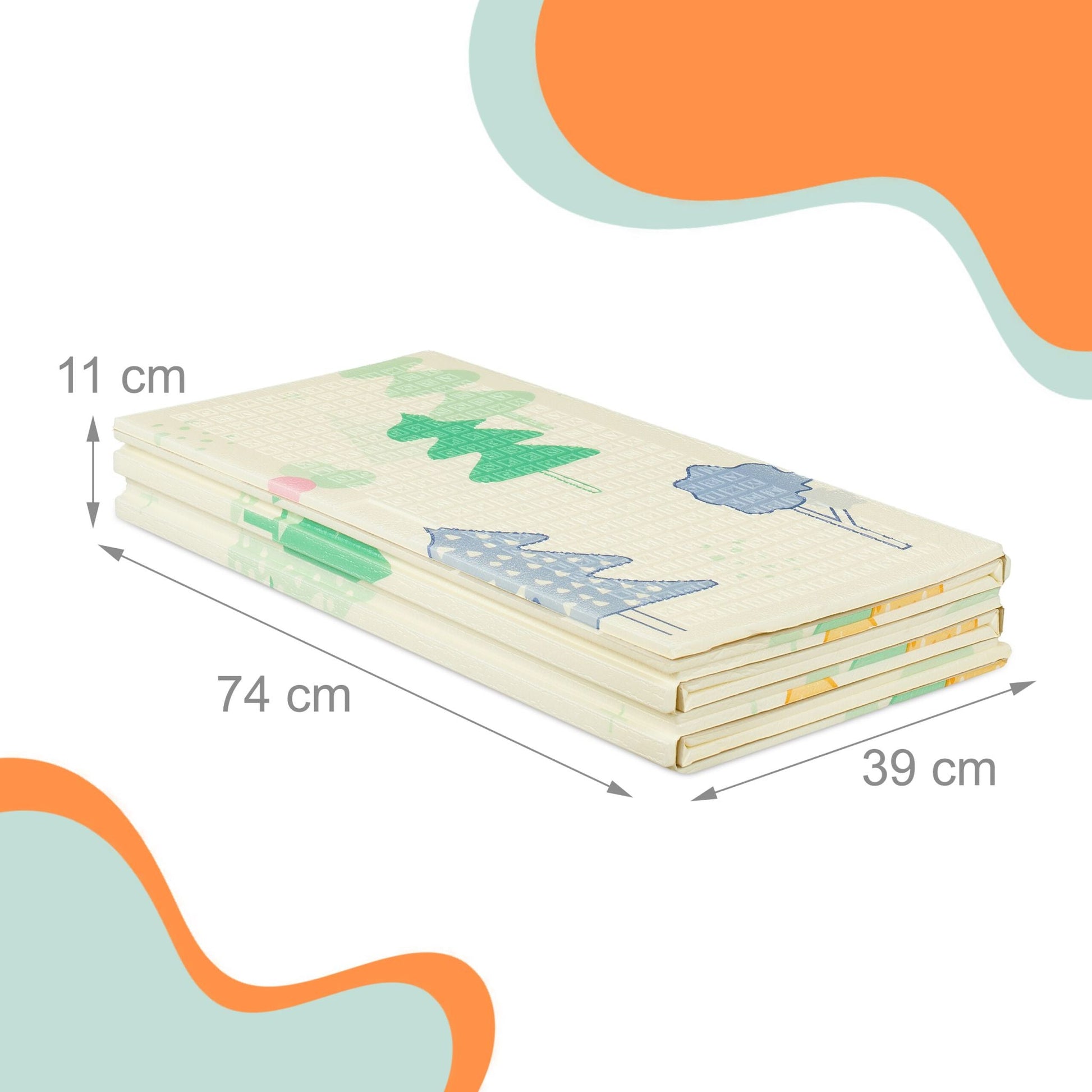 Faltbare Spielmatte mit Motiv Blau-Creme-Grau von Relaxdays