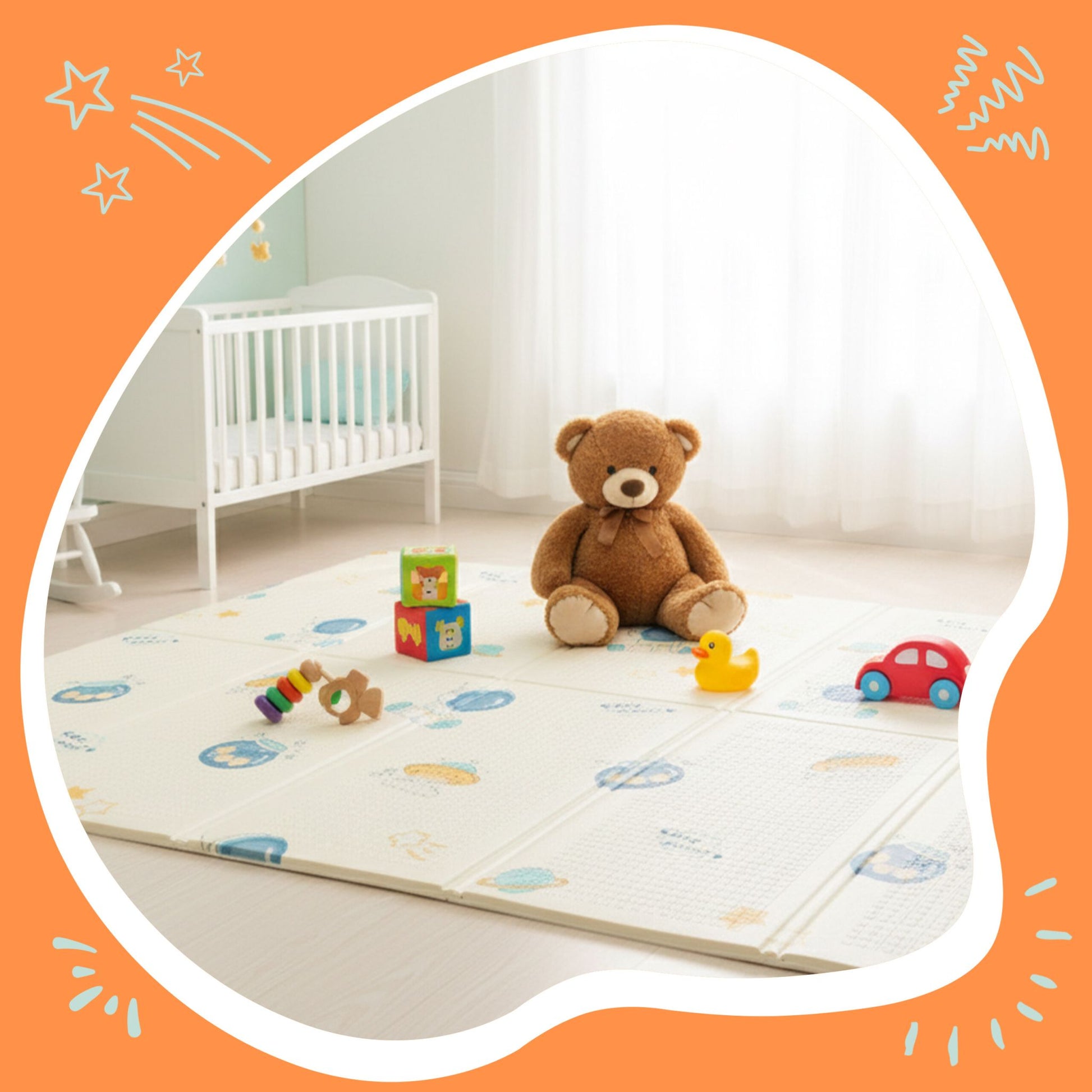 Faltbare Spielmatte mit Motiv Blau-Creme-Hellblau von Relaxdays