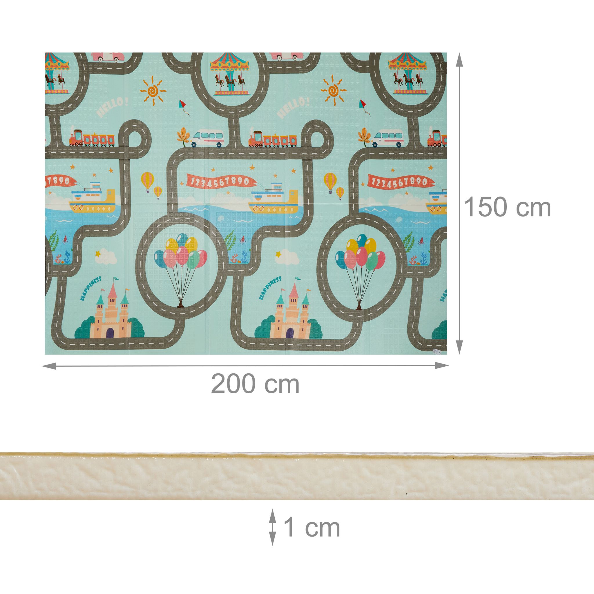 Faltbare Spielmatte mit Motiv Blau-Creme-Hellblau von Relaxdays