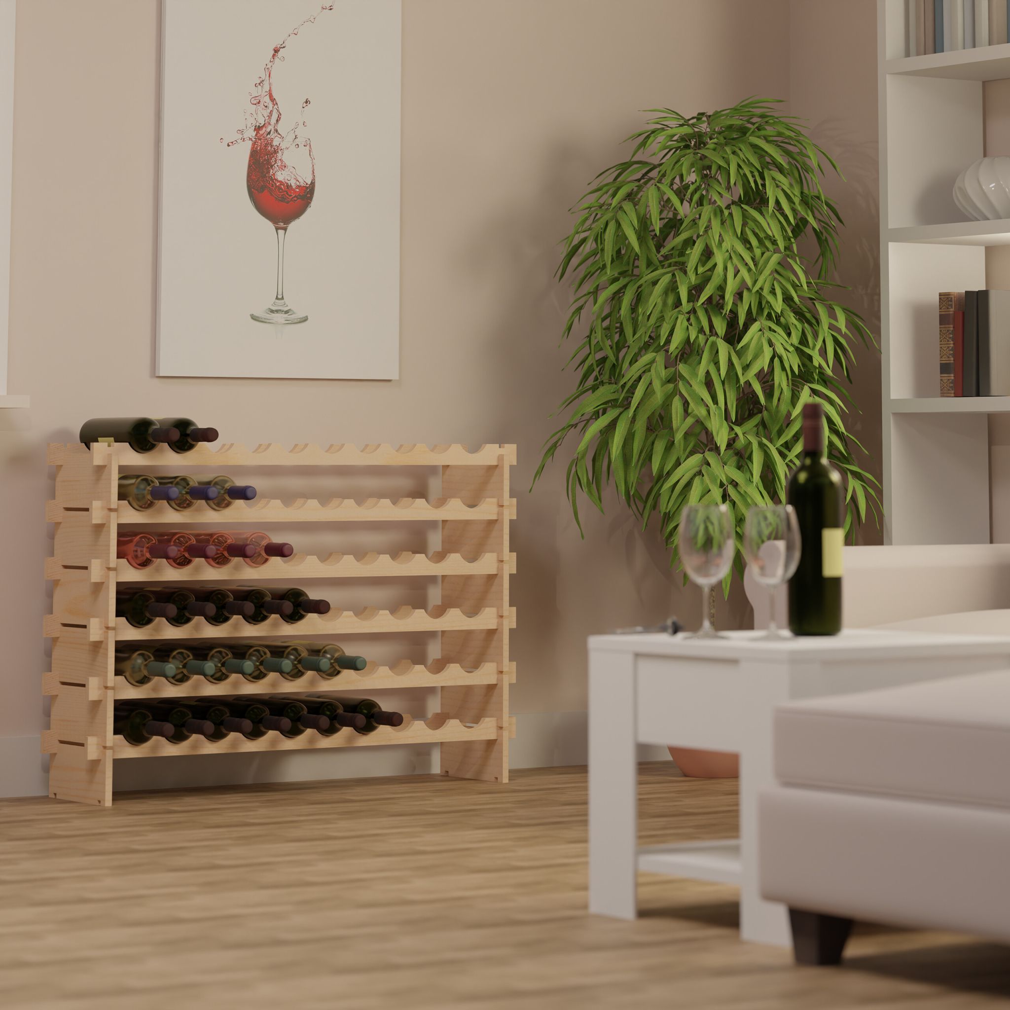 Erweiterbares Weinregal für Flaschen Hellbraun von Relaxdays