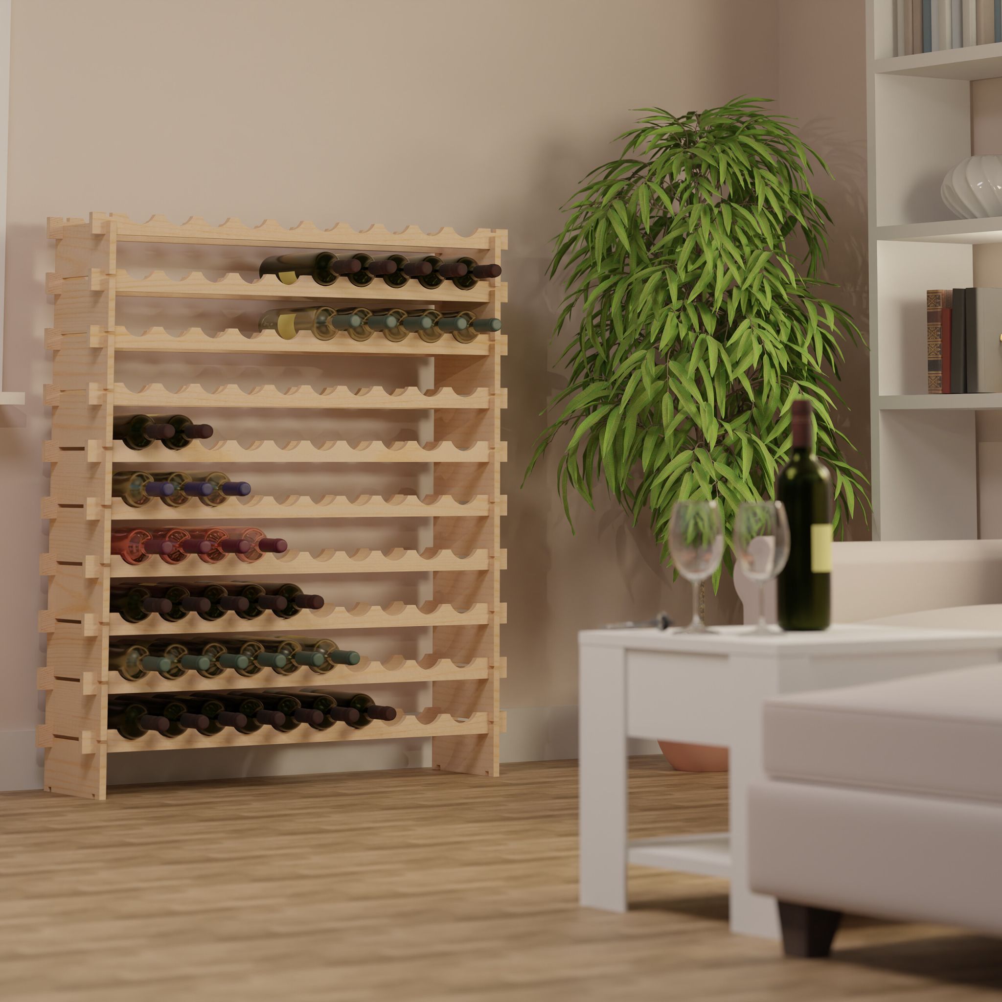 Erweiterbares Weinregal für Flaschen Hellbraun von Relaxdays