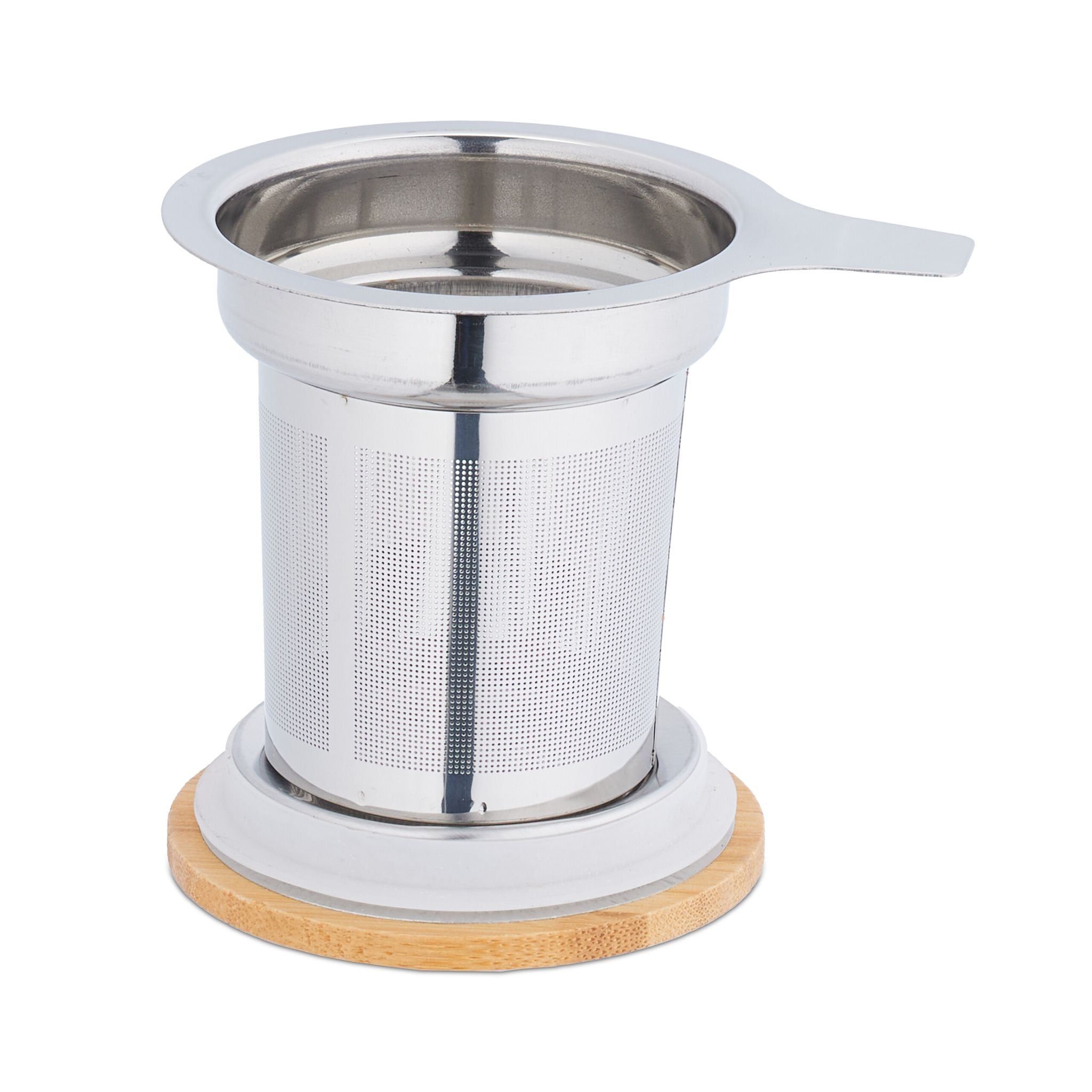 Teeglas mit Sieb und Bambusdeckel Hellbraun-Silber-Transparent von Relaxdays
