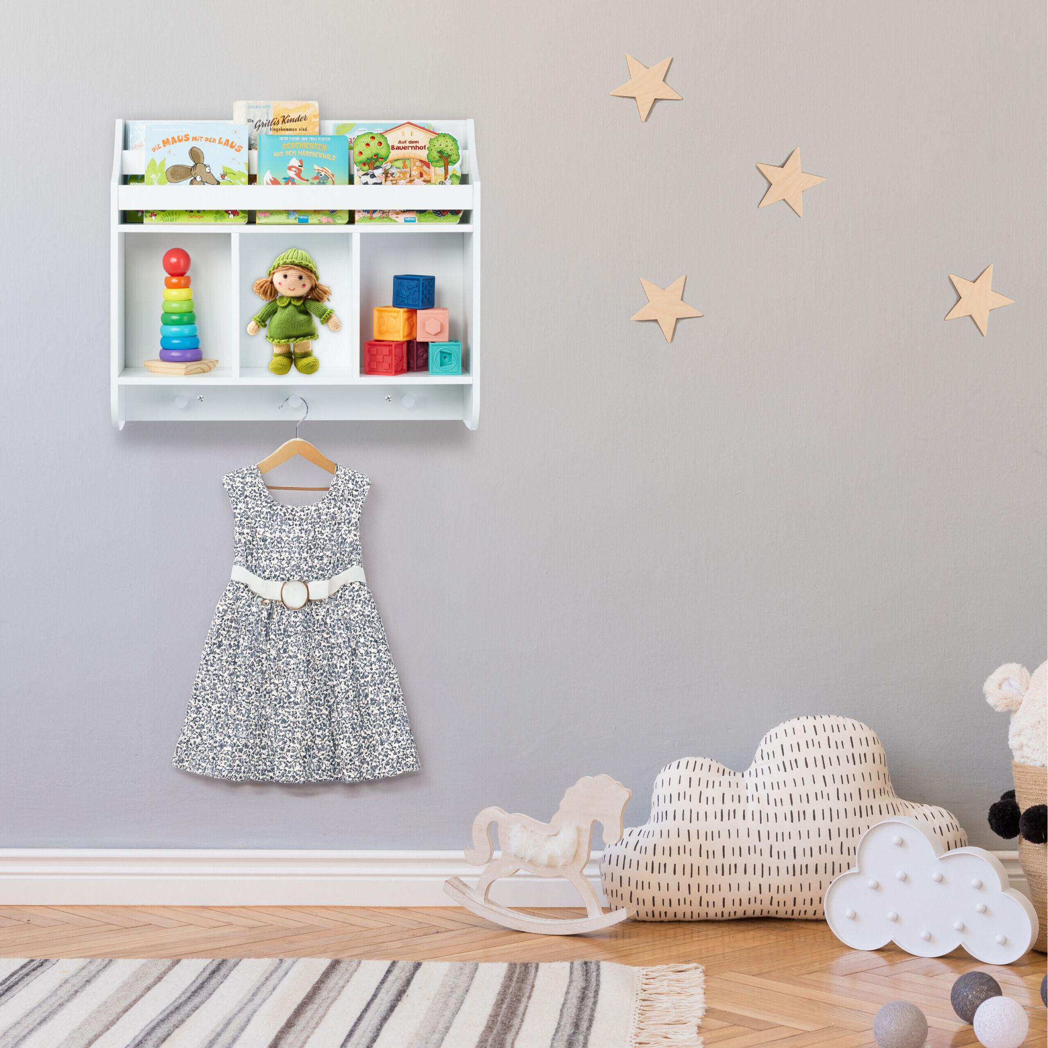 Kinderregal mit 5 Fächern Weiss von Relaxdays
