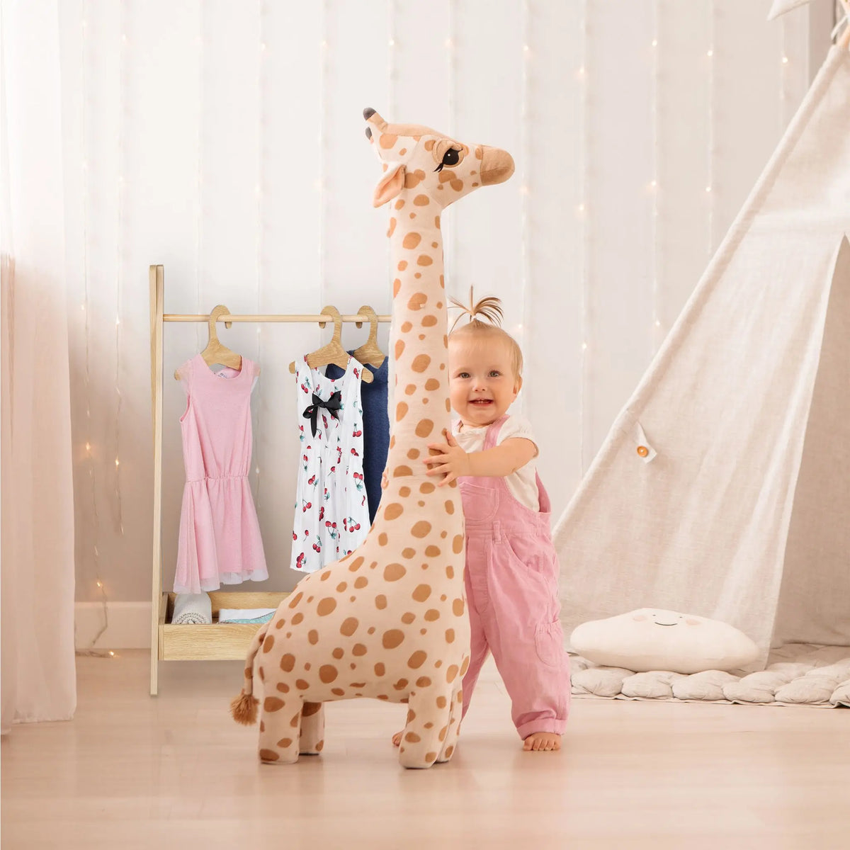Kleiderständer für Kinder mit Ablage Hellbraun von Relaxdays