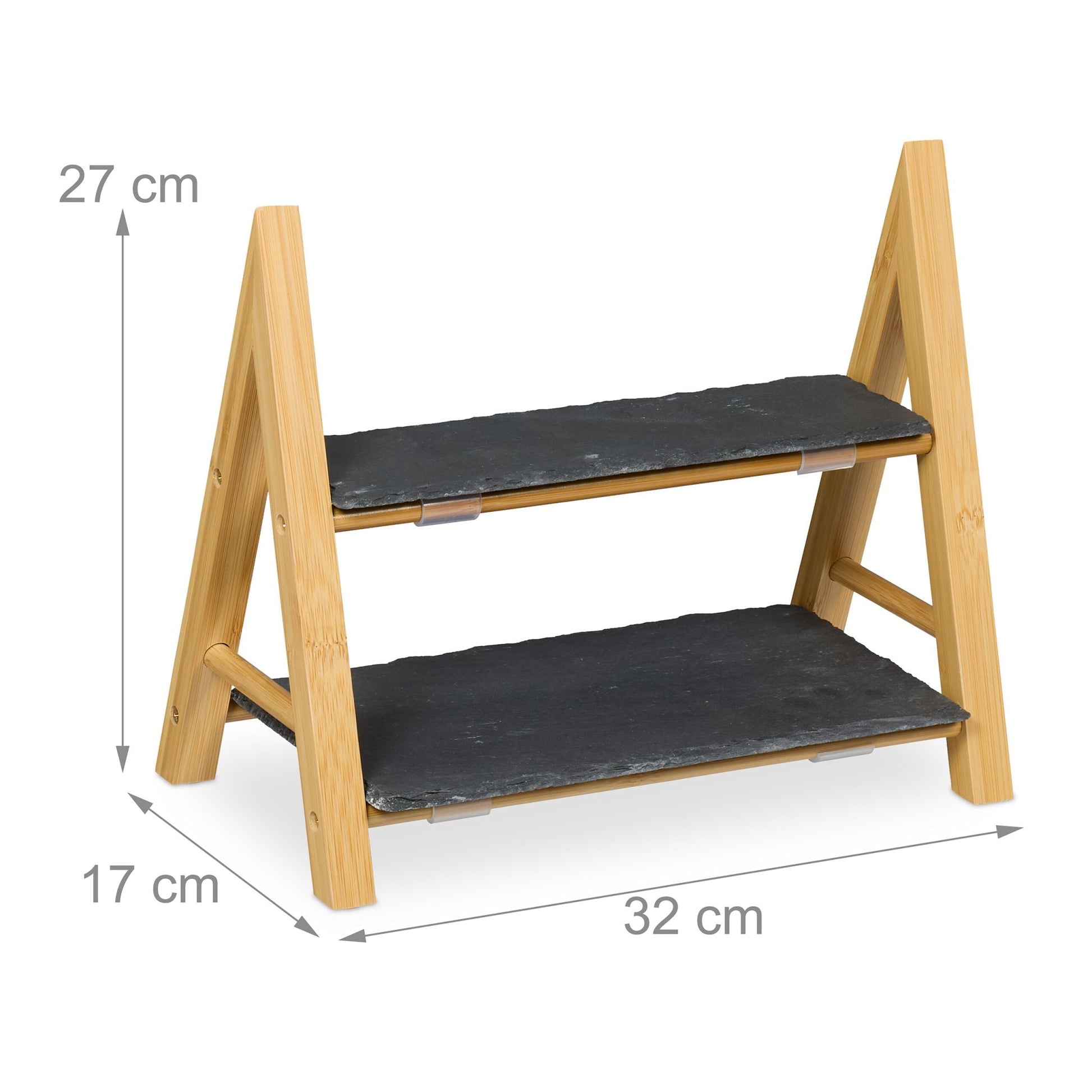2-stöckige Etagere mit Schieferplatten Anthrazit-Hellbraun von Relaxdays