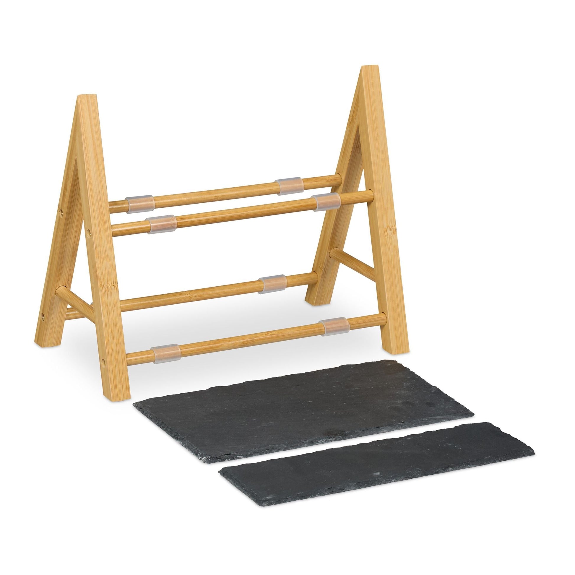 2-stöckige Etagere mit Schieferplatten Anthrazit-Hellbraun von Relaxdays
