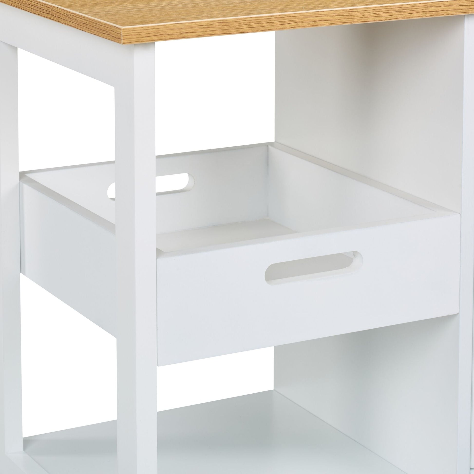 Küchenwagen mit Arbeitsplatte Weiss-Hellbraun von Relaxdays