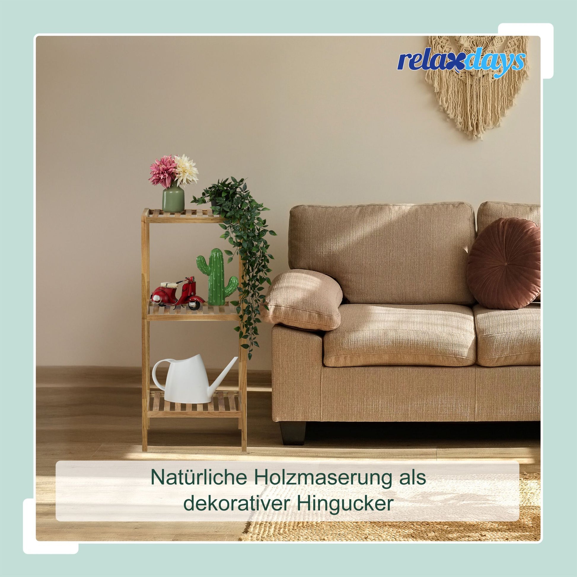 Badregal Walnuss mit offenen Ablagen Hellbraun von Relaxdays