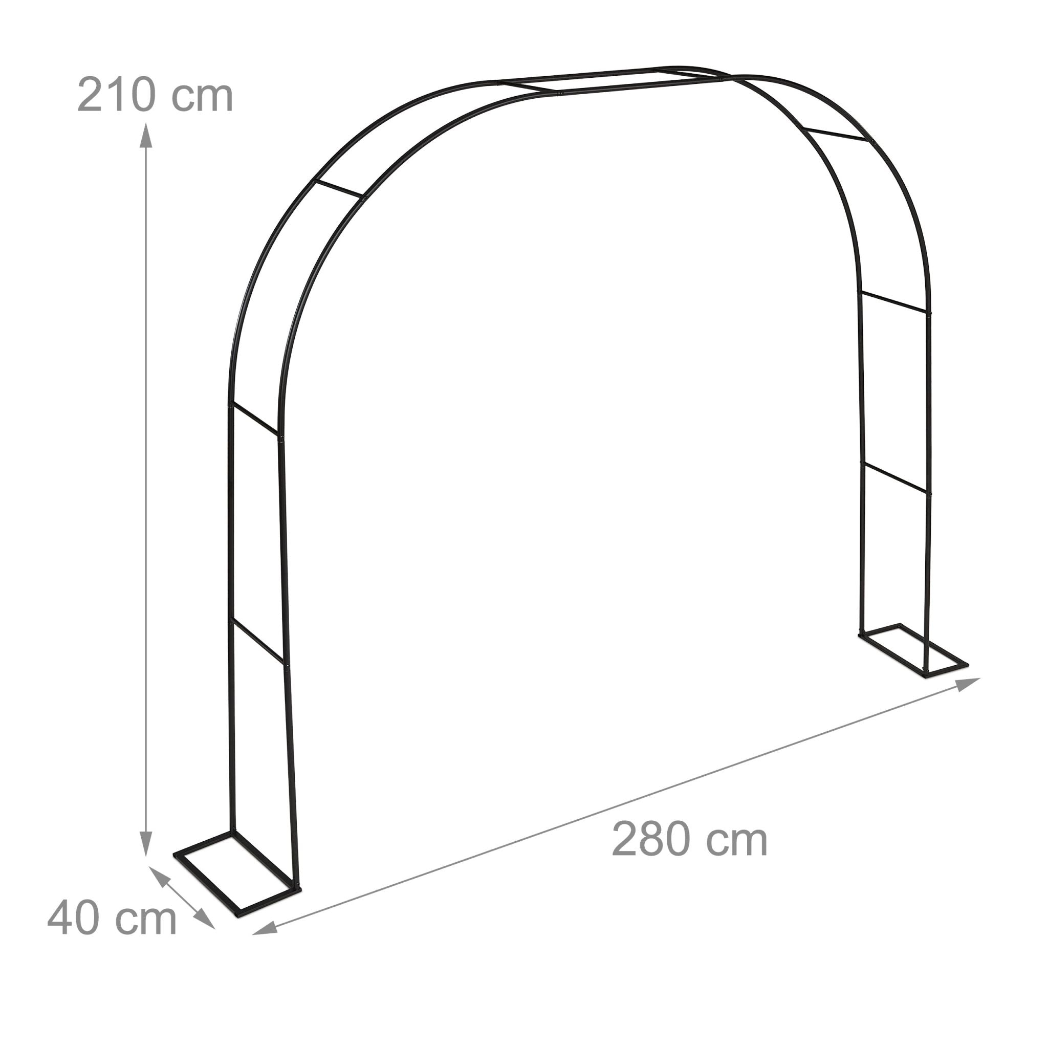 Rosenbogen Metall mit Ständer Schwarz von Relaxdays