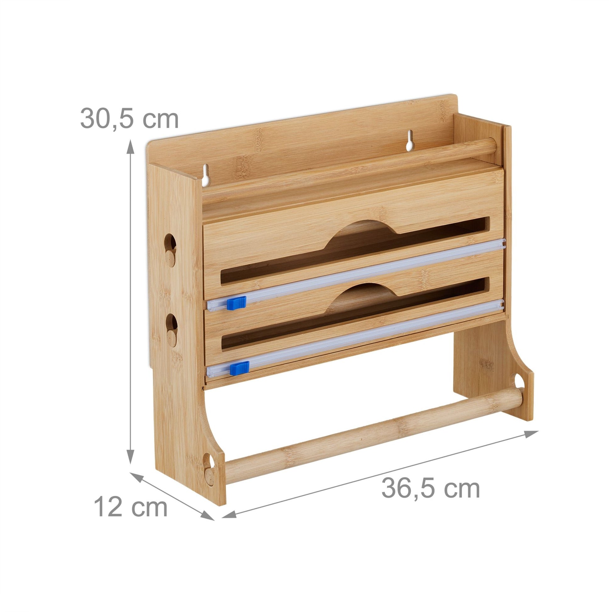 Wandrollenhalter Küche Blau-Hellbraun von Relaxdays