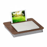 Laptopkissen mit Handyhalter Braun-Grau von Relaxdays