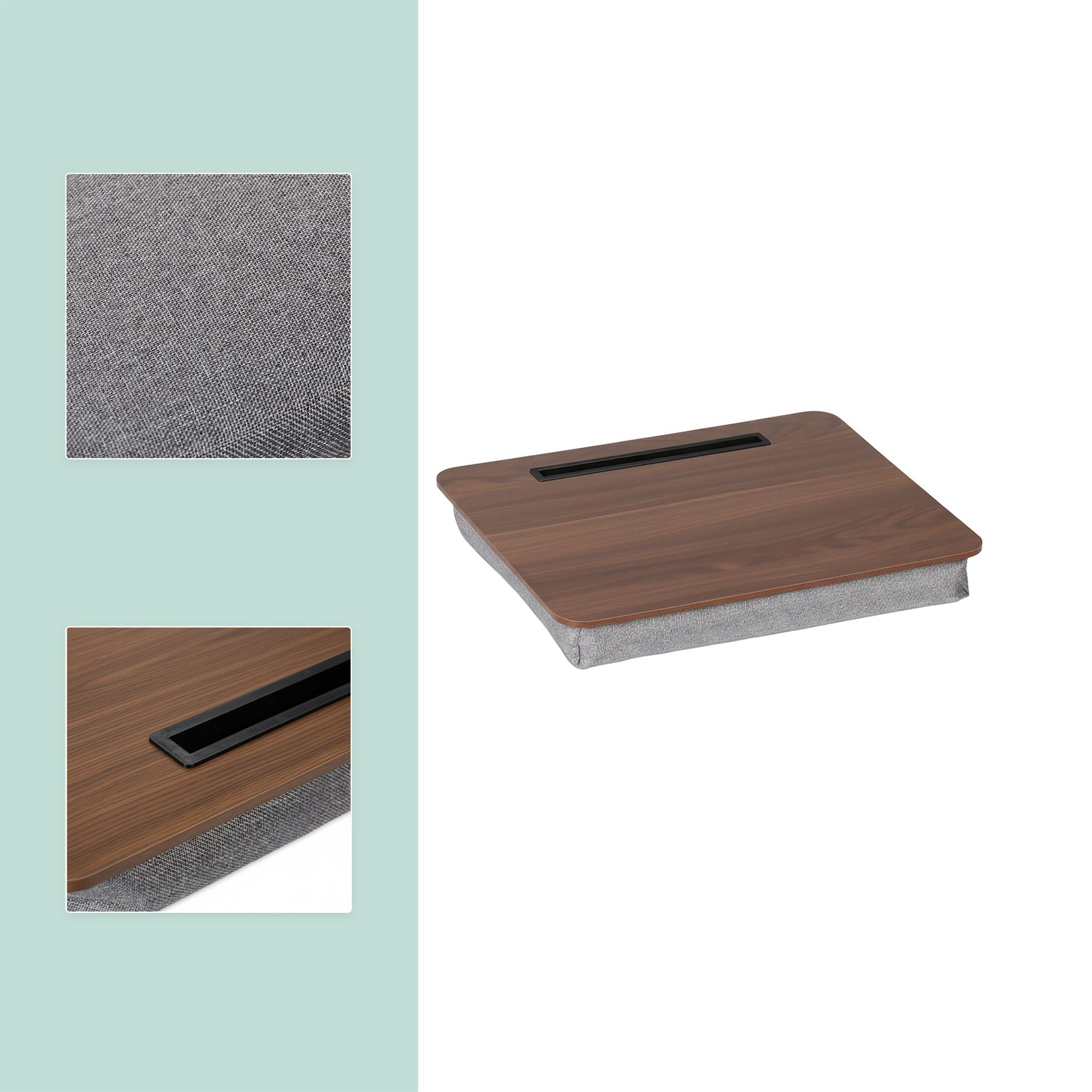 Laptopkissen mit Handyhalter Braun-Grau von Relaxdays