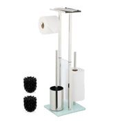Stehende WC Garnitur mit Ablage Silber-Transparent von Relaxdays