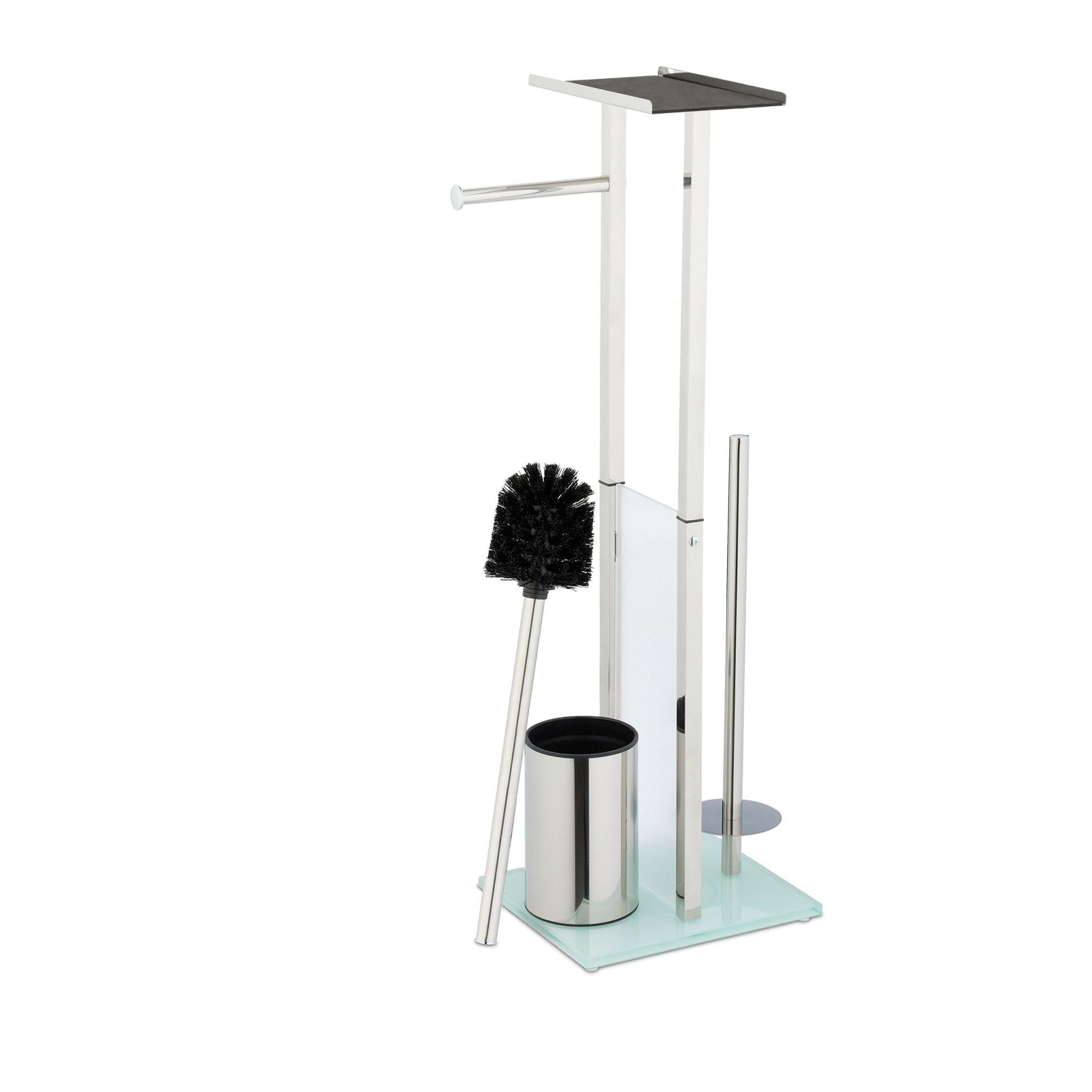 Stehende WC Garnitur mit Ablage Silber-Transparent von Relaxdays