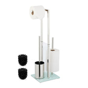 Stehende WC Garnitur Edelstahl & Glas Silber-Transparent von Relaxdays