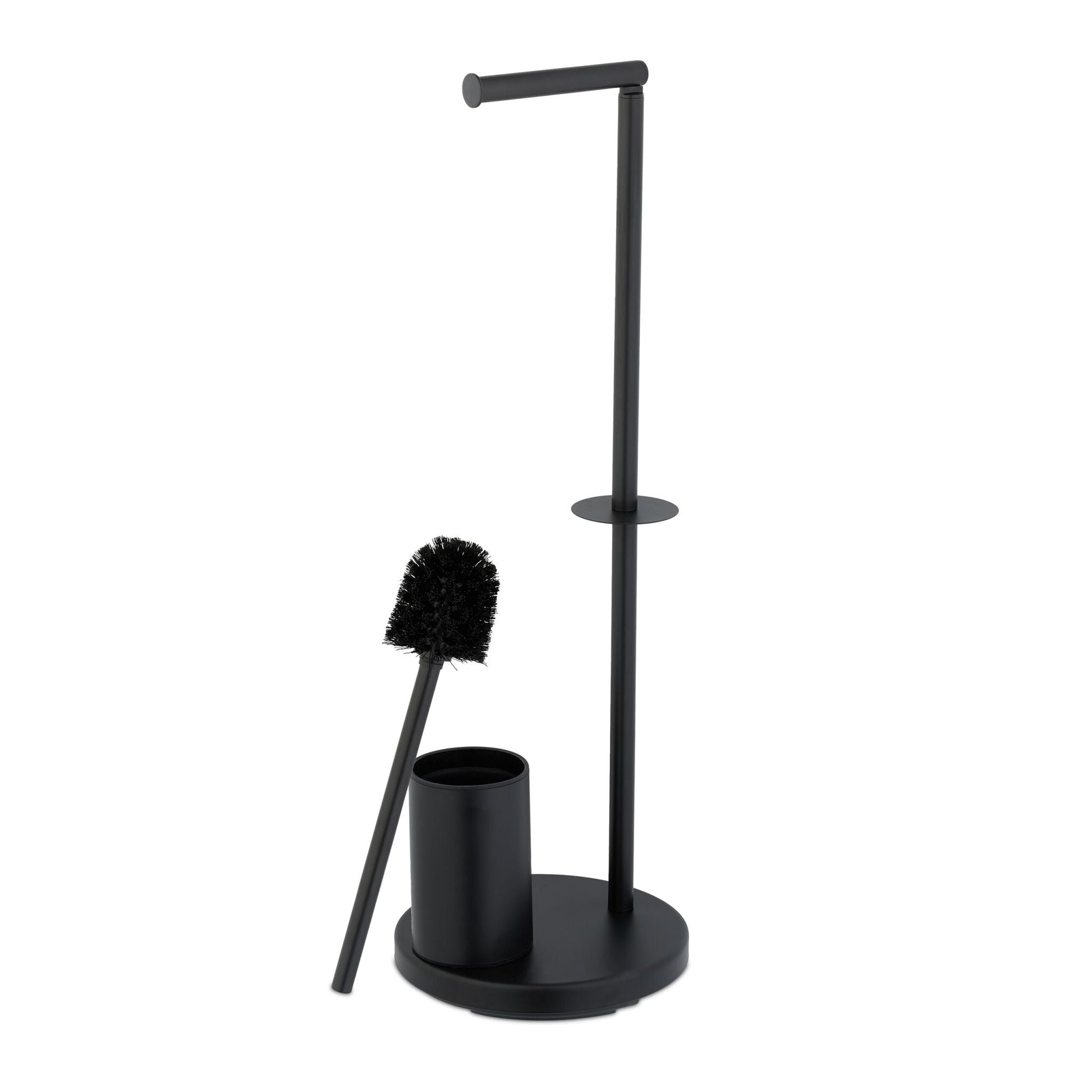 WC Garnitur mit Toilettenpapierhalter Schwarz von Relaxdays