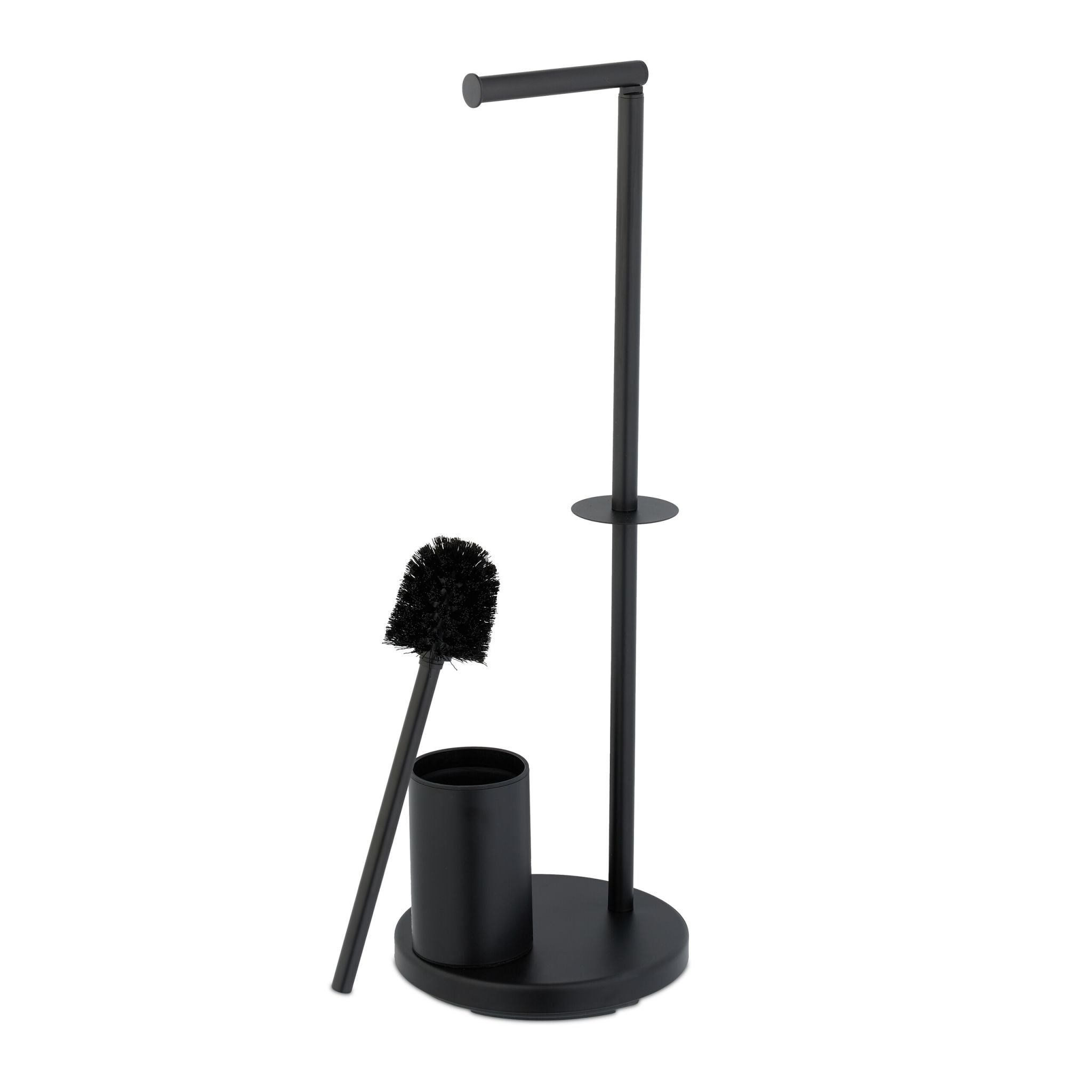 WC Garnitur mit Toilettenpapierhalter Schwarz von Relaxdays