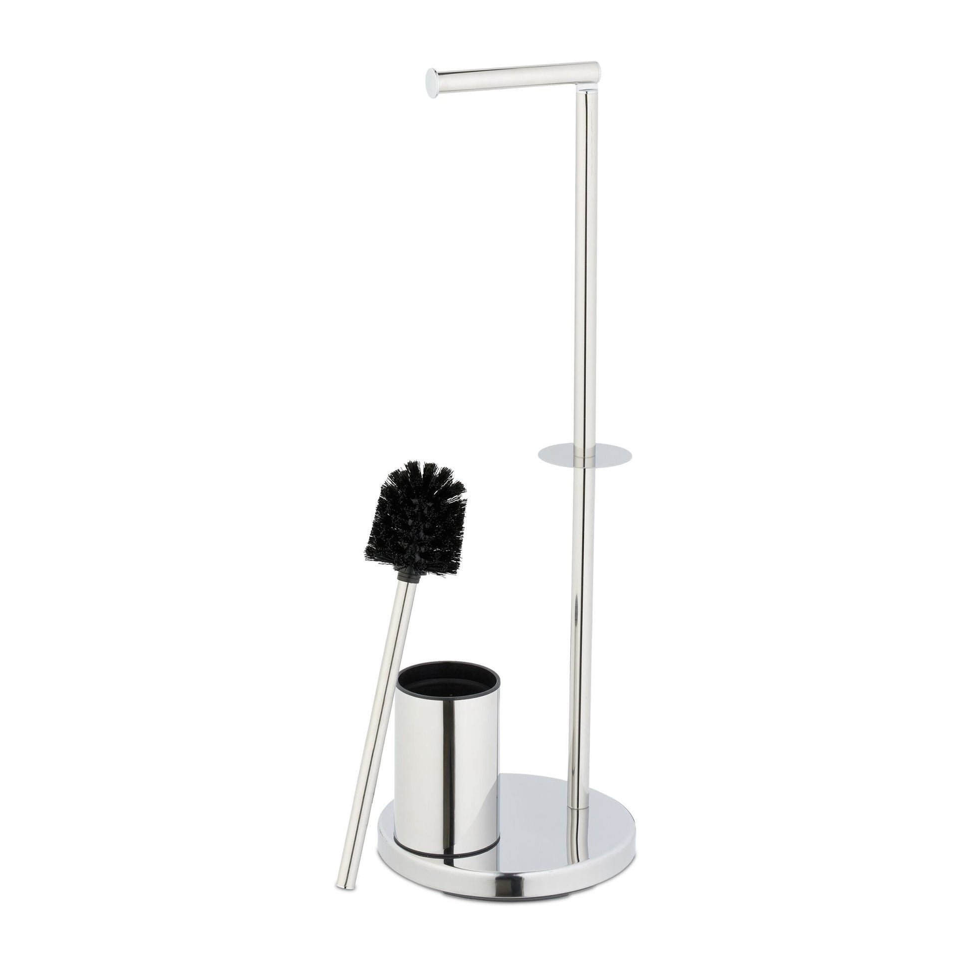 WC Garnitur mit Toilettenpapierhalter Schwarz-Silber von Relaxdays