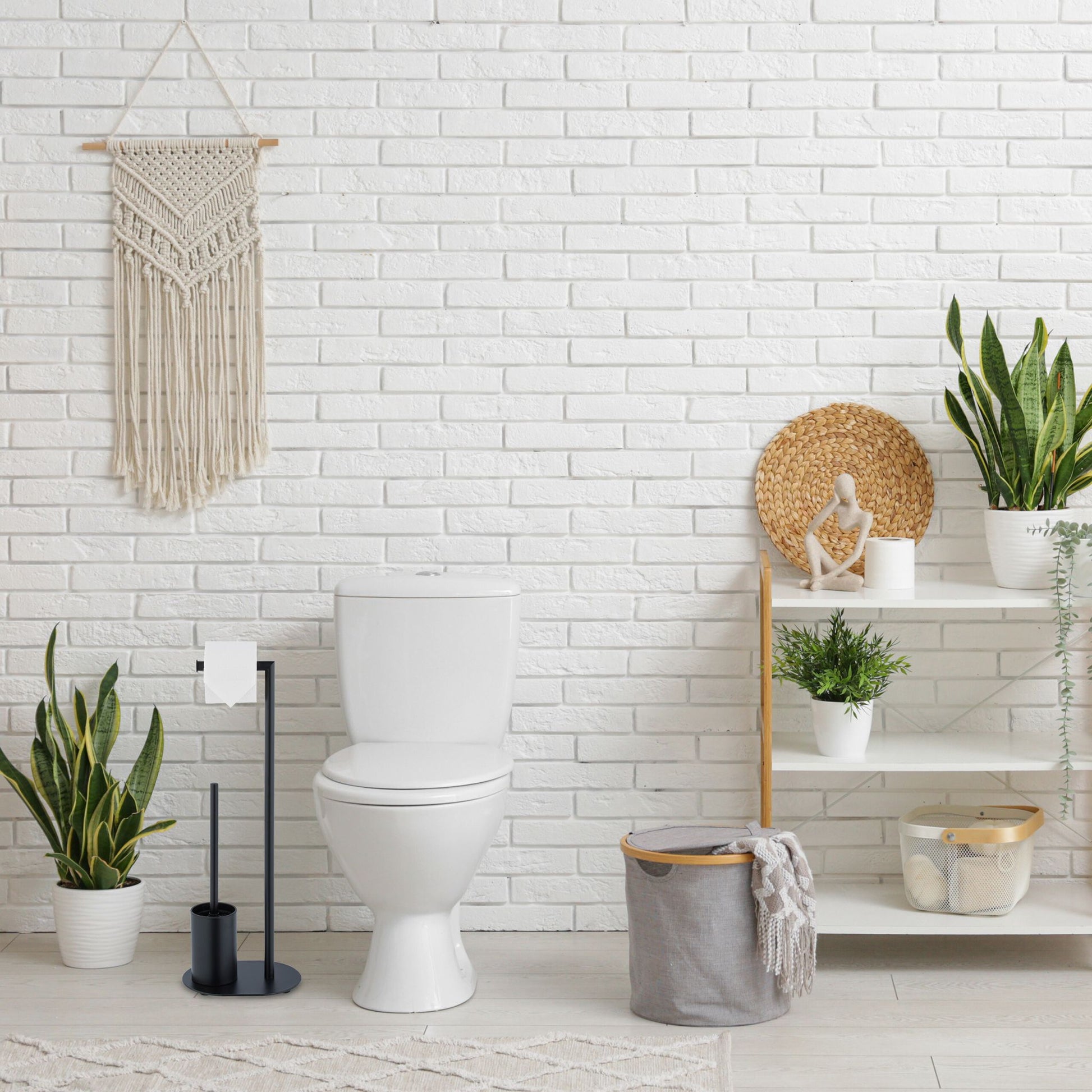 WC Garnitur Metall Schwarz von Relaxdays