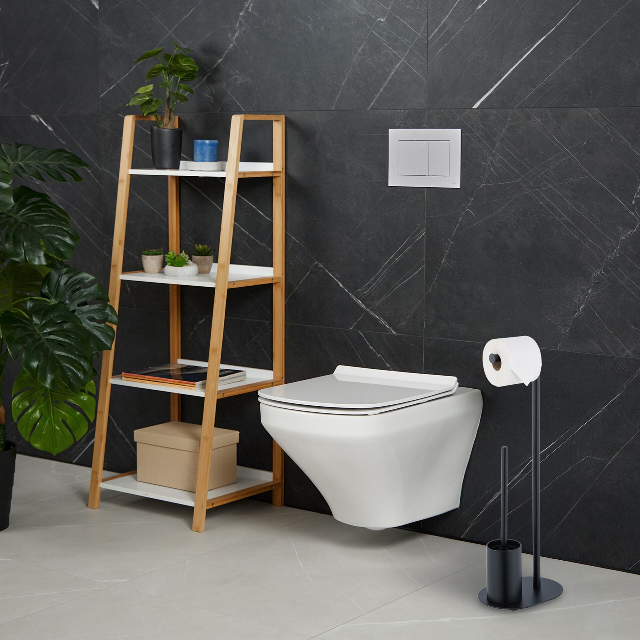 WC Garnitur Metall Schwarz von Relaxdays