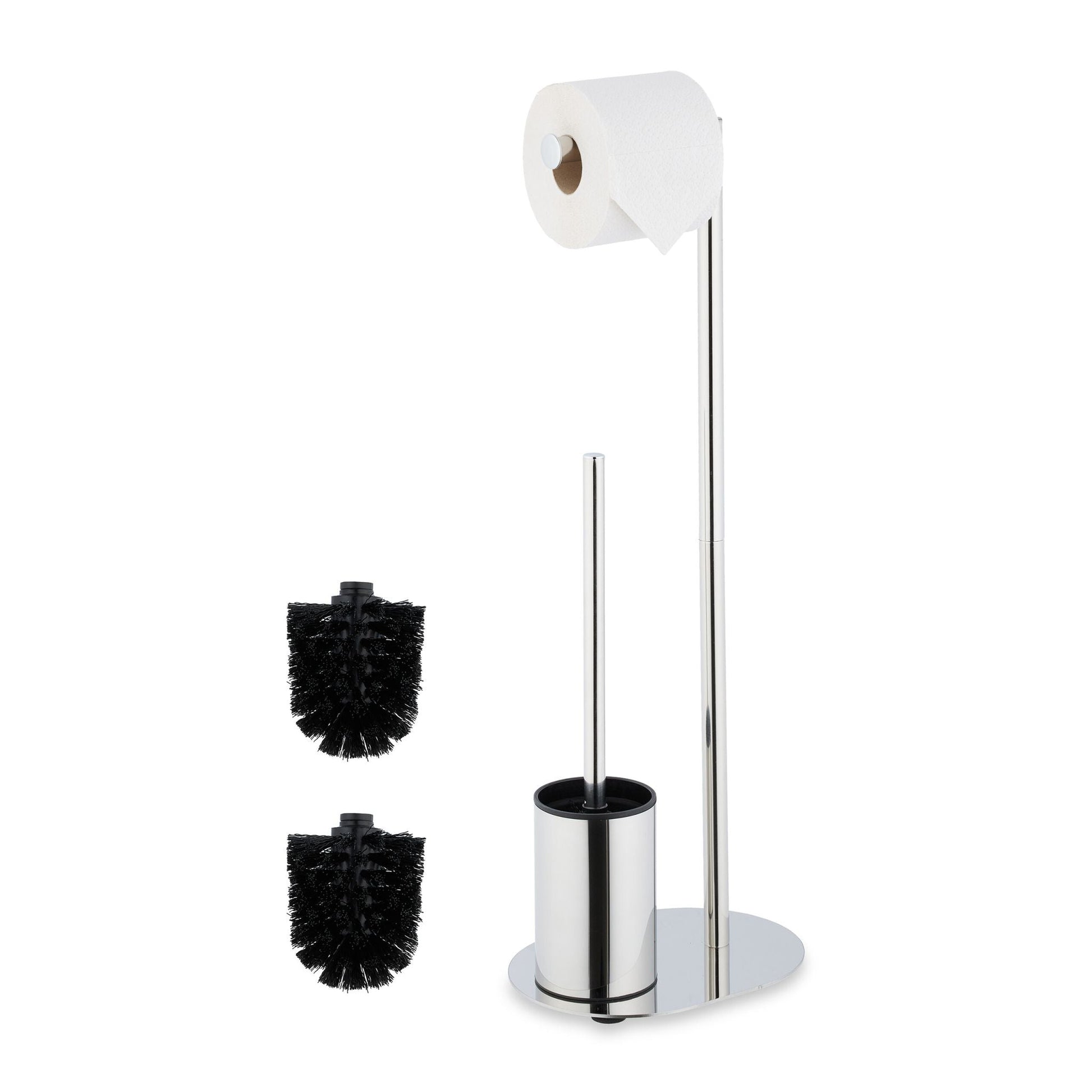 WC Garnitur Metall Schwarz-Silber von Relaxdays