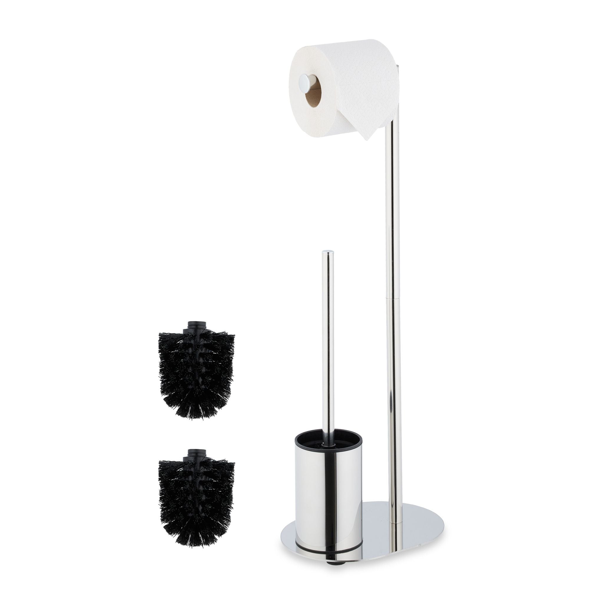 WC Garnitur Metall Schwarz-Silber von Relaxdays
