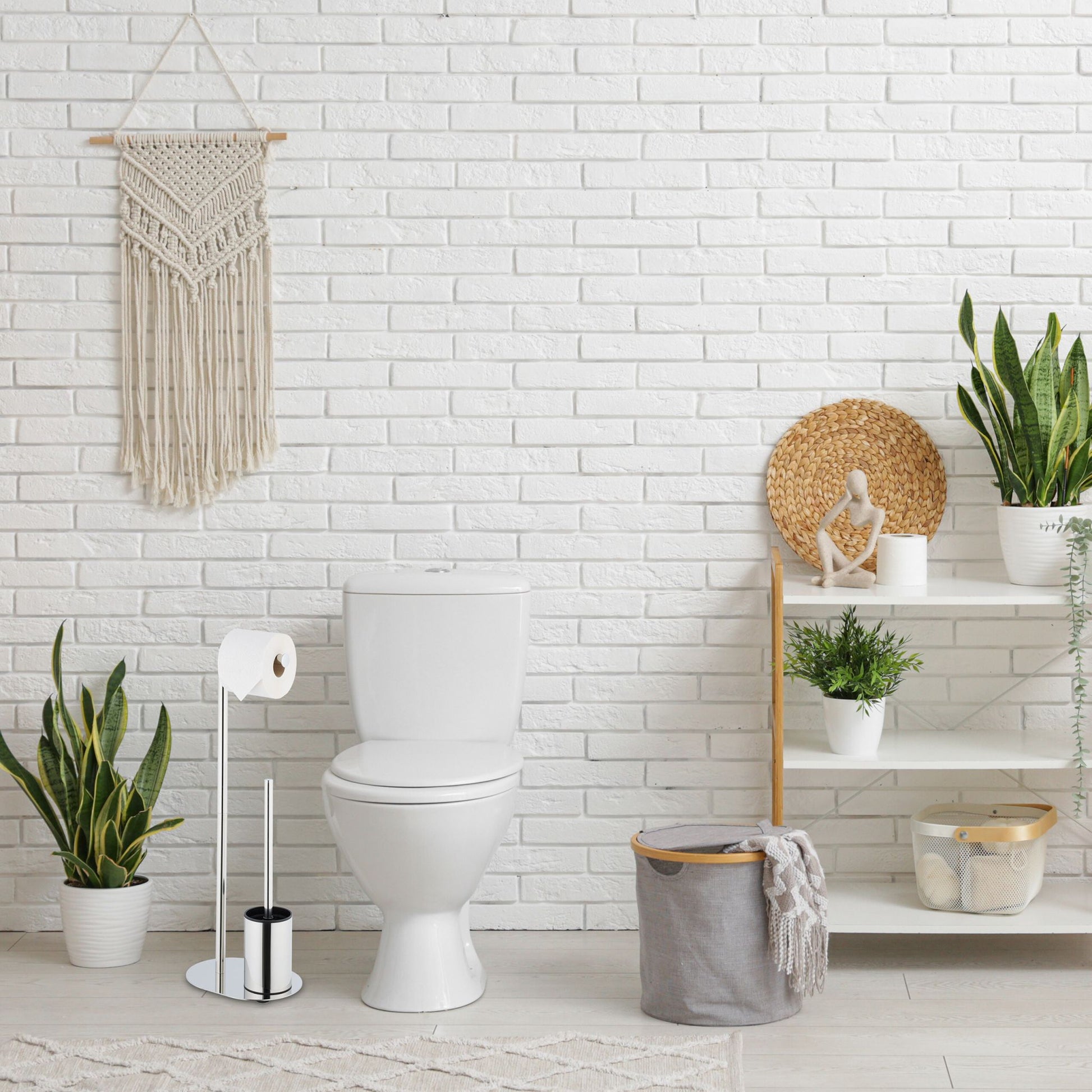 WC Garnitur Metall Schwarz-Silber von Relaxdays