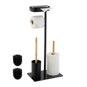 WC Garnitur Bambus & Eisen mit Ablage Hellbraun-Schwarz von Relaxdays