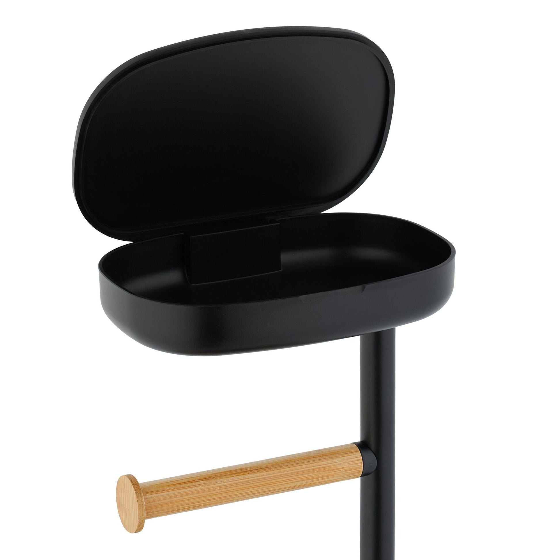 WC Garnitur Bambus & Eisen mit Ablage Hellbraun-Schwarz von Relaxdays