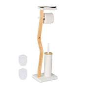 WC Garnitur mit Ablage Weiss-Hellbraun von Relaxdays