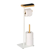 Toilettenpapierhalter mit Ablage Weiss-Hellbraun von Relaxdays