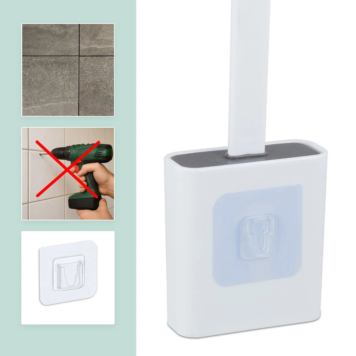 Toilettenbürste zur Wandmontage Weiss-Grau von Relaxdays