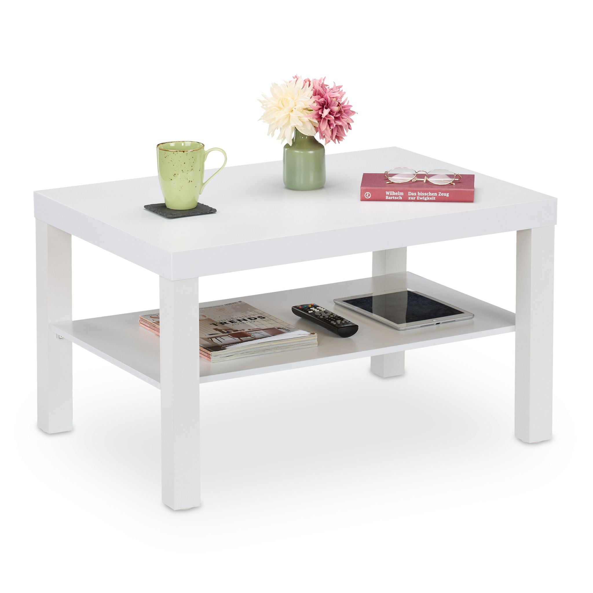 Couchtisch 2 Ablagen weiss Weiss von Relaxdays