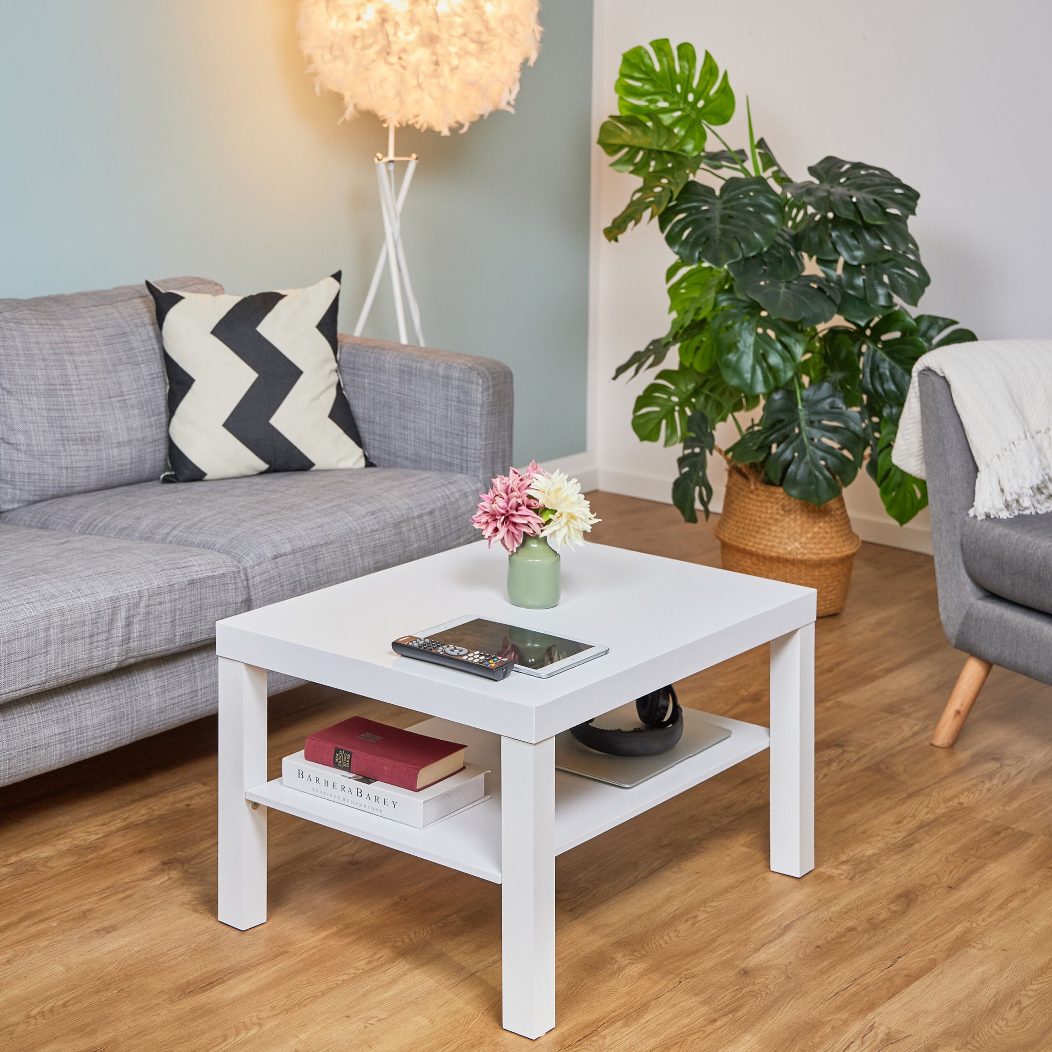 Couchtisch 2 Ablagen weiss Weiss von Relaxdays