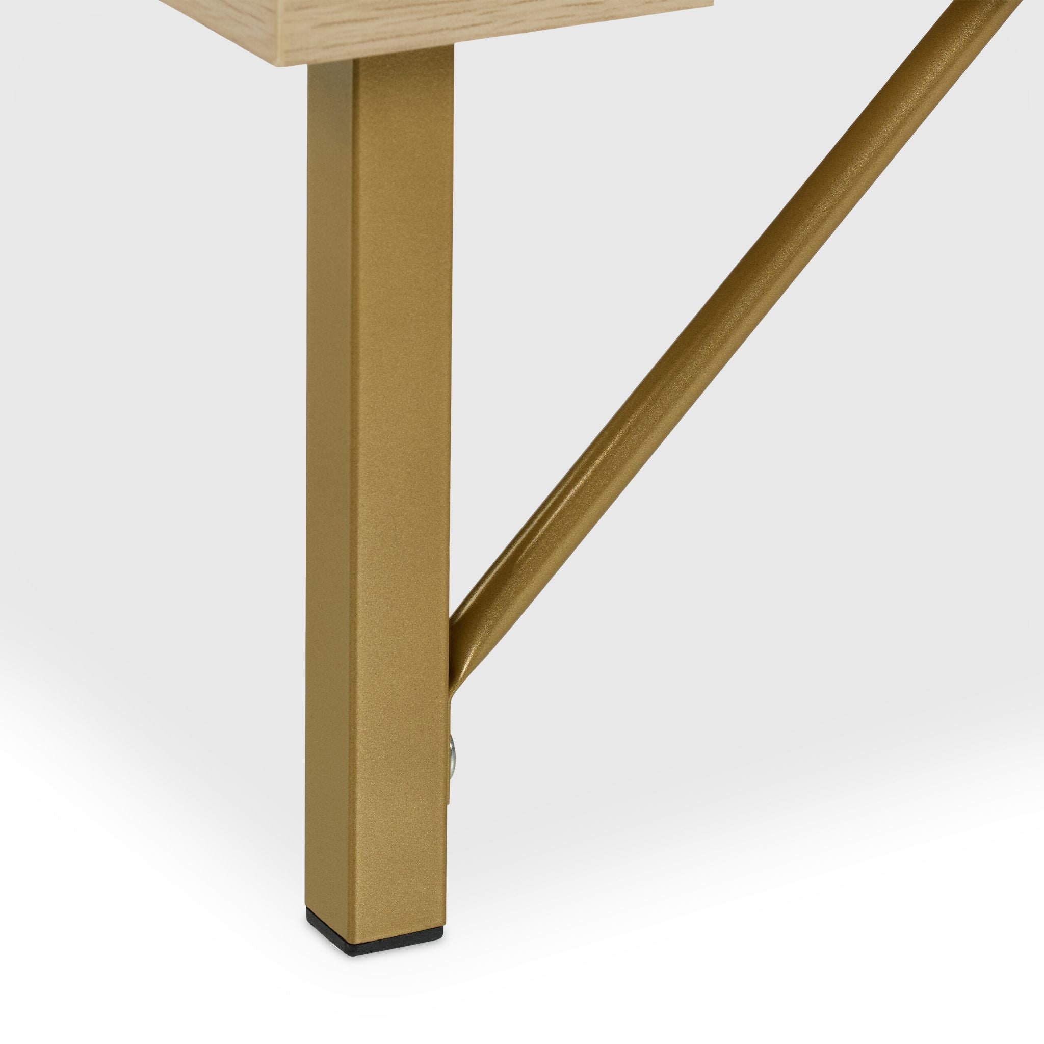 Kommode 3 Schubladen Rattanoptik Gold-Hellbraun von Relaxdays