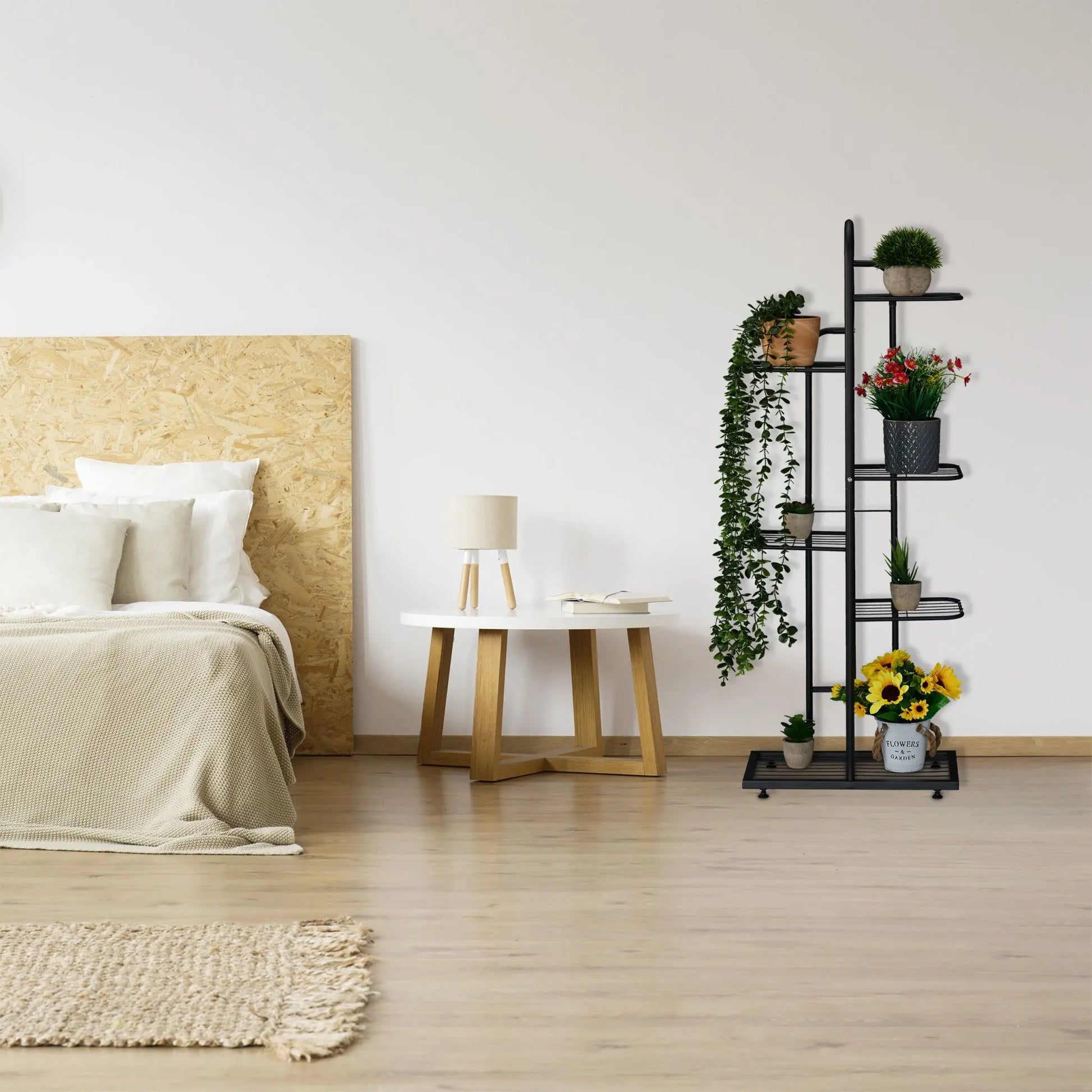 Blumenregal Metall mit 6 Ablagen Schwarz von Relaxdays