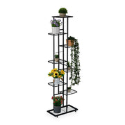 Blumenregal Metall mit 8 Ablagen Schwarz von Relaxdays