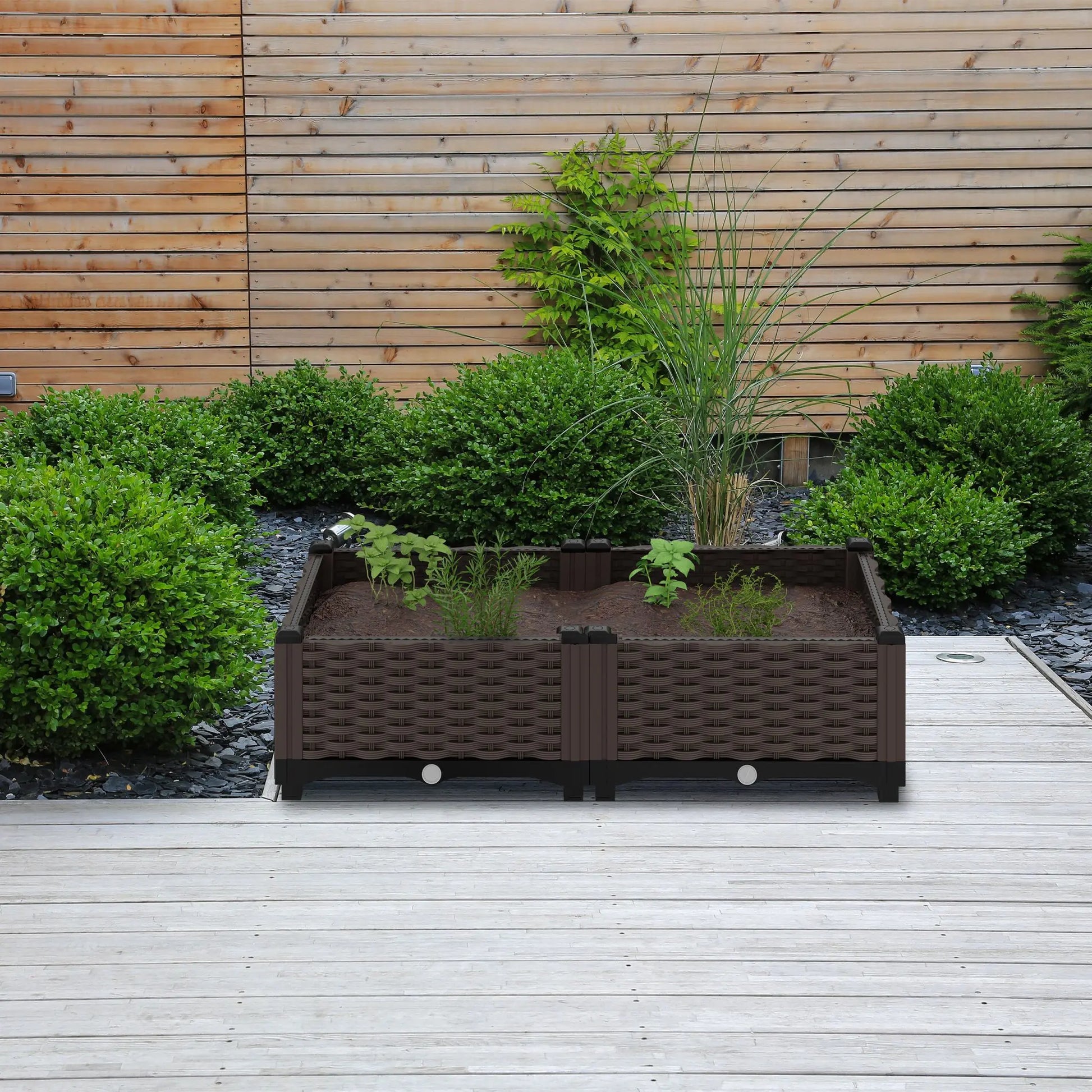 Pflanzkübel in Rattan-Optik Braun-Schwarz von Relaxdays