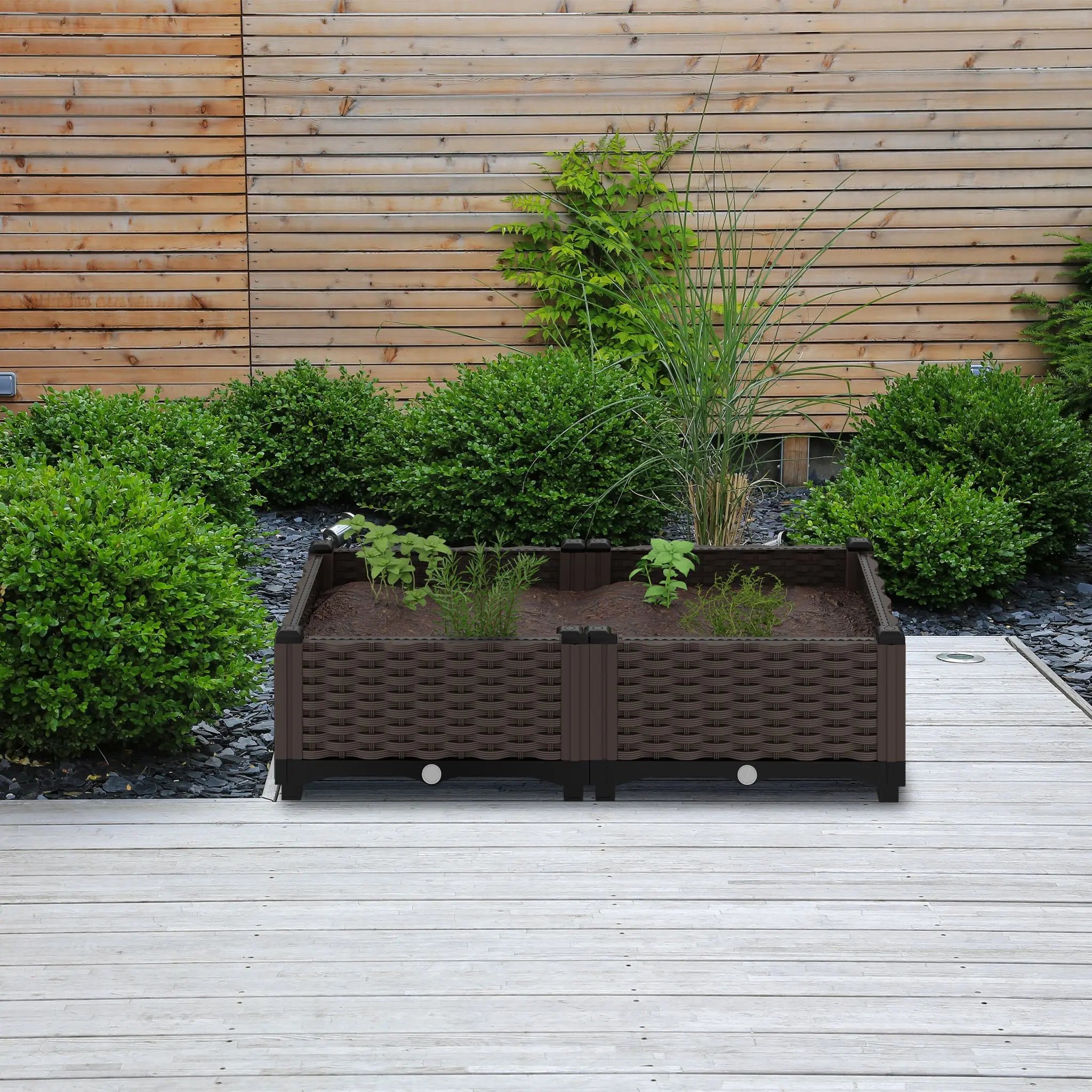 Pflanzkübel in Rattan-Optik Braun-Schwarz von Relaxdays