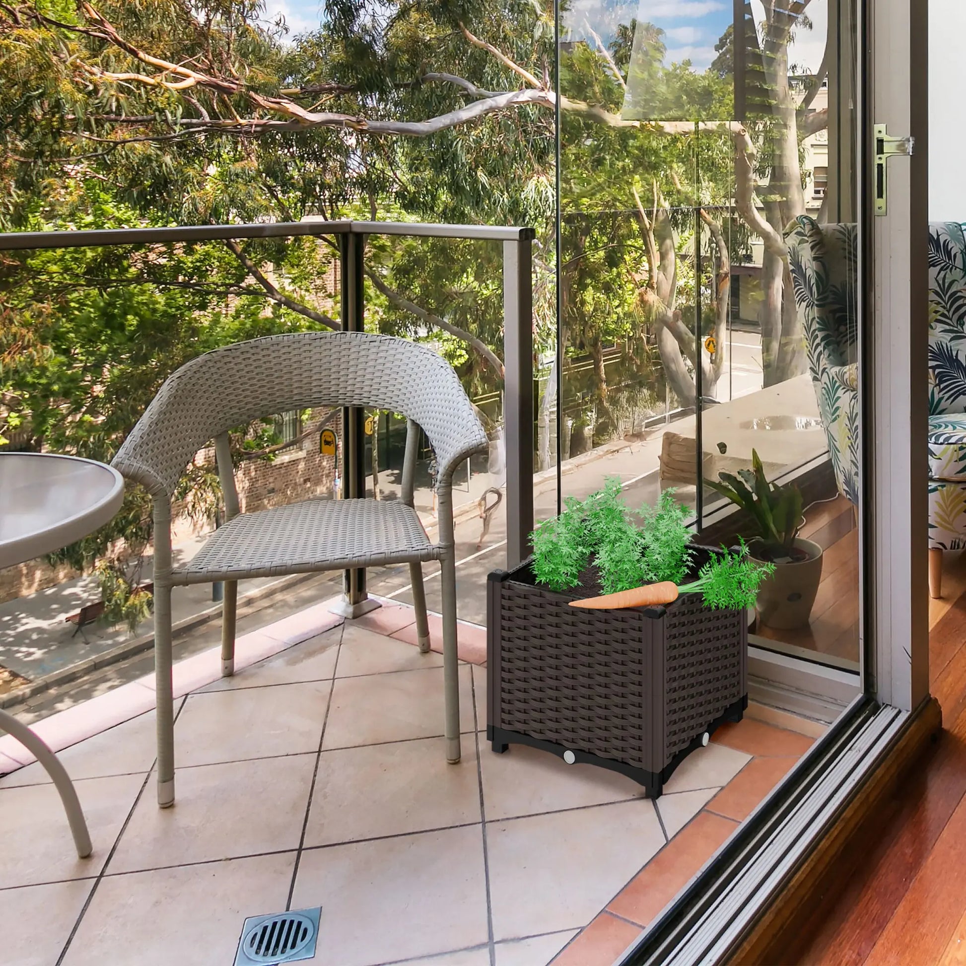 Pflanzkübel in Rattan-Optik Braun-Schwarz von Relaxdays