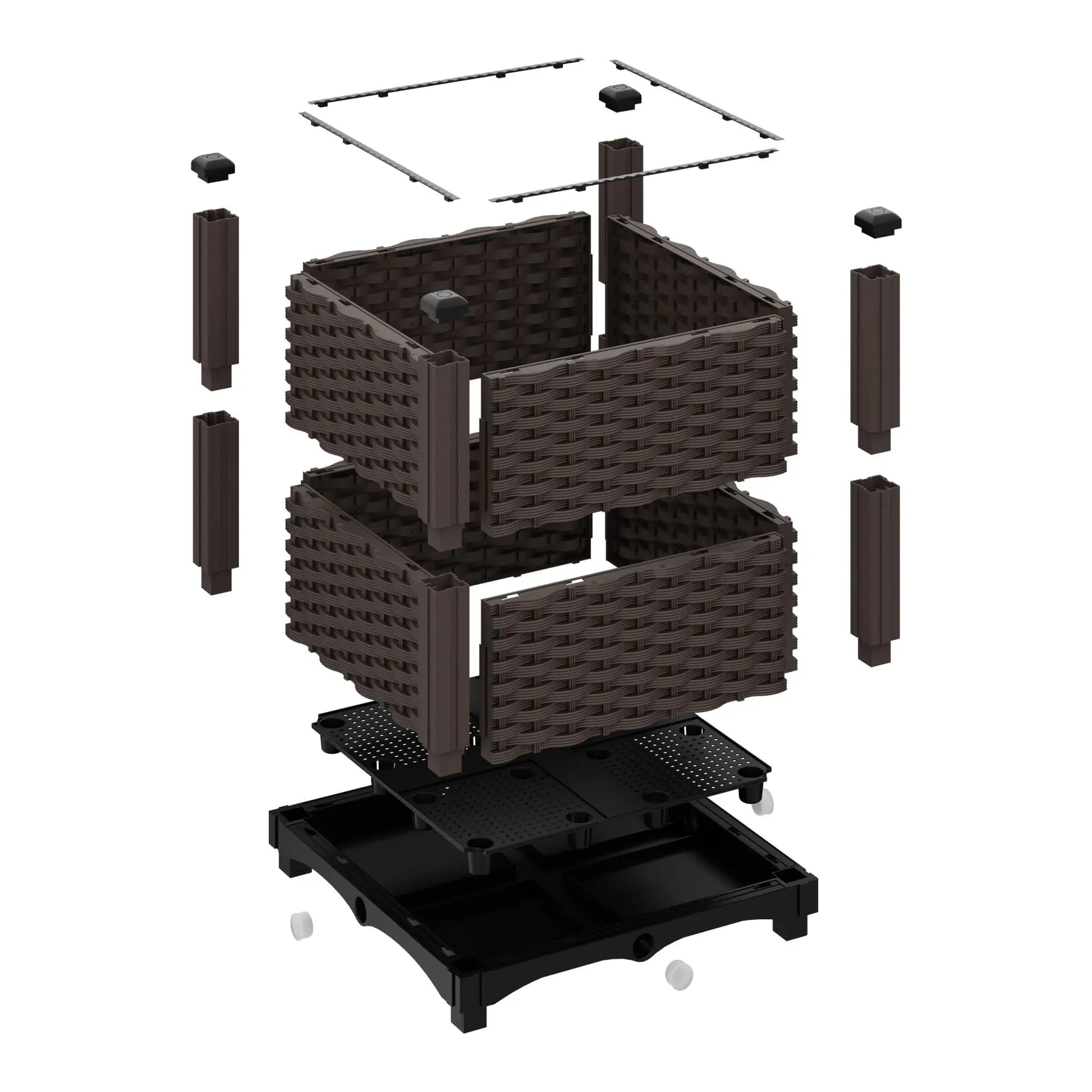 Pflanzkübel in Rattan-Optik Braun-Schwarz von Relaxdays